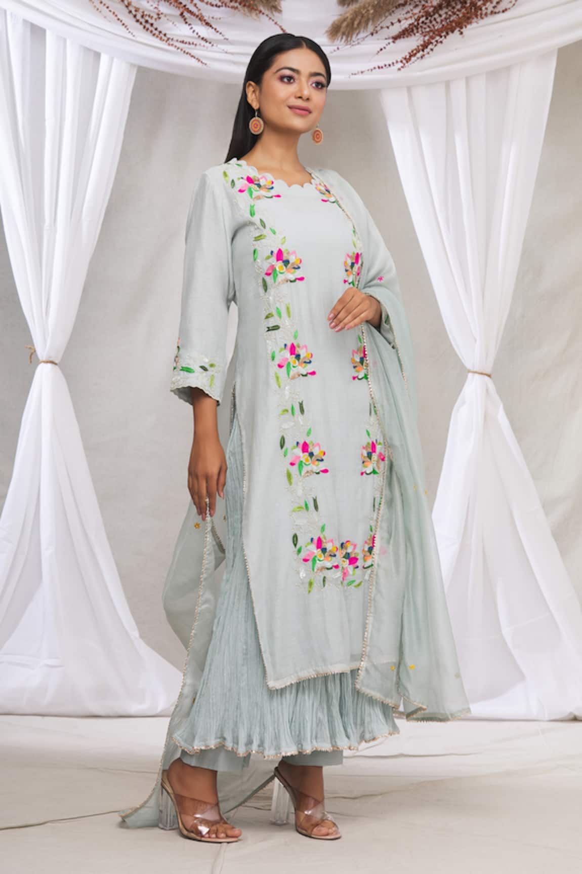 Made in Pinkcity Floral Embroidered Kurta Set