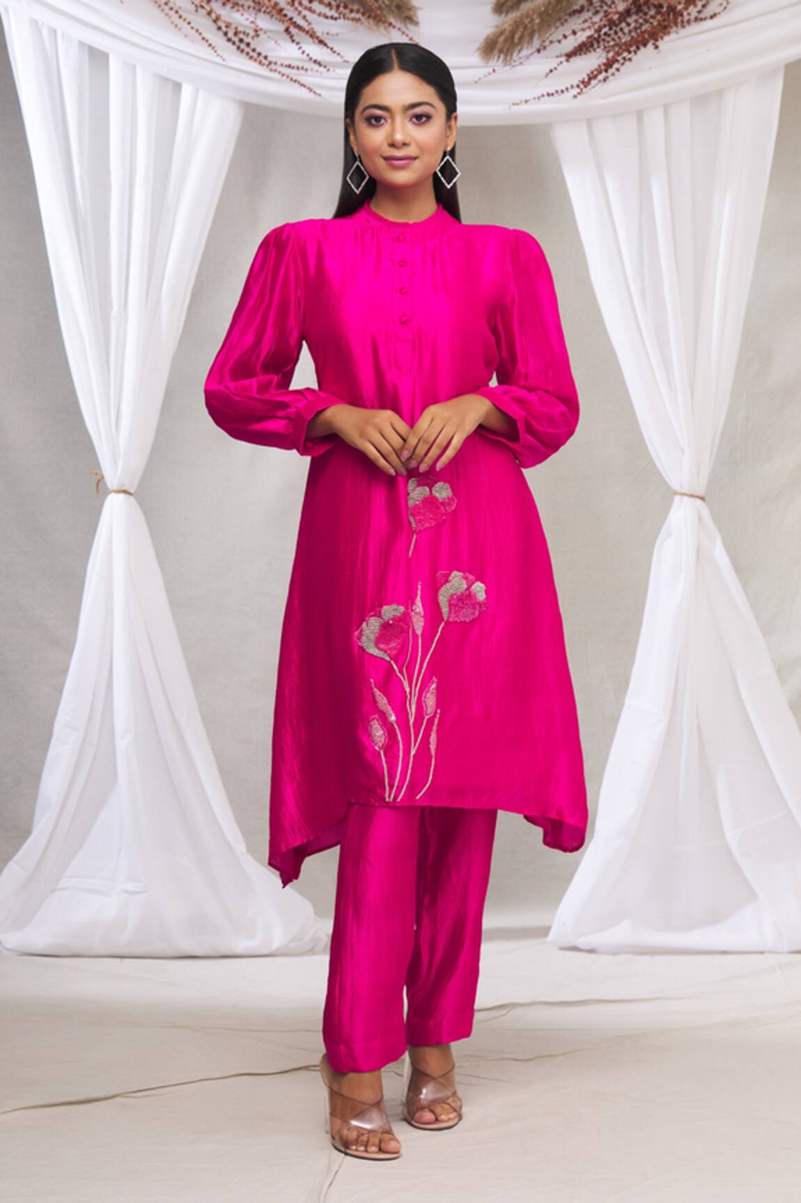 Made in Pinkcity Pleated Sleeve Kurta & Pant Set