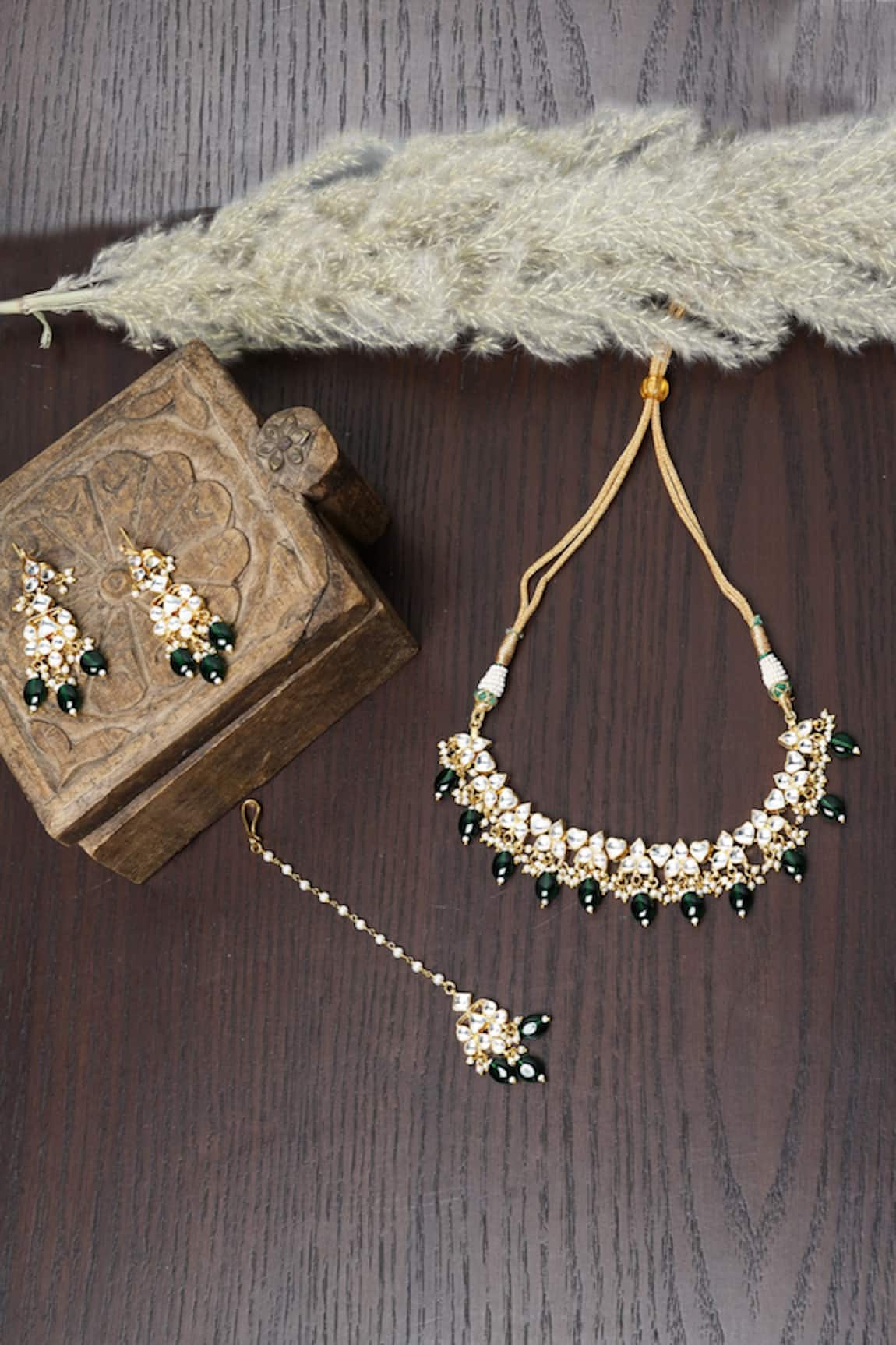 Namasya Kundan Stone Embellished Necklace Set