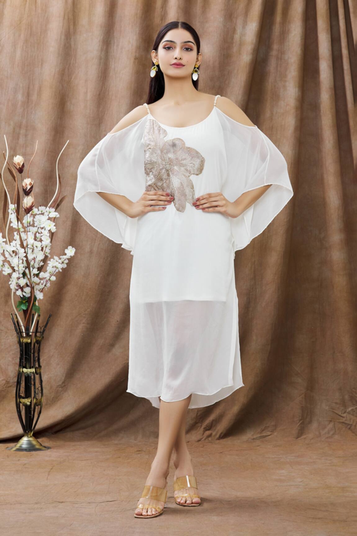 ARPAN VOHRA Placement Floral Embroidered Kaftan Dress