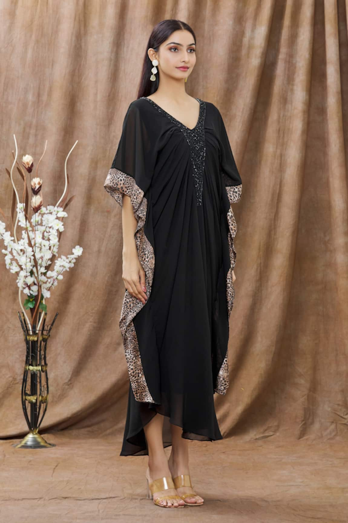 black kaftan dress