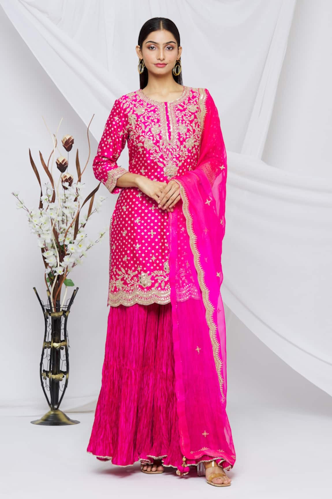 Surbhi Shah Bandhani Print Kurta Sharara Set 