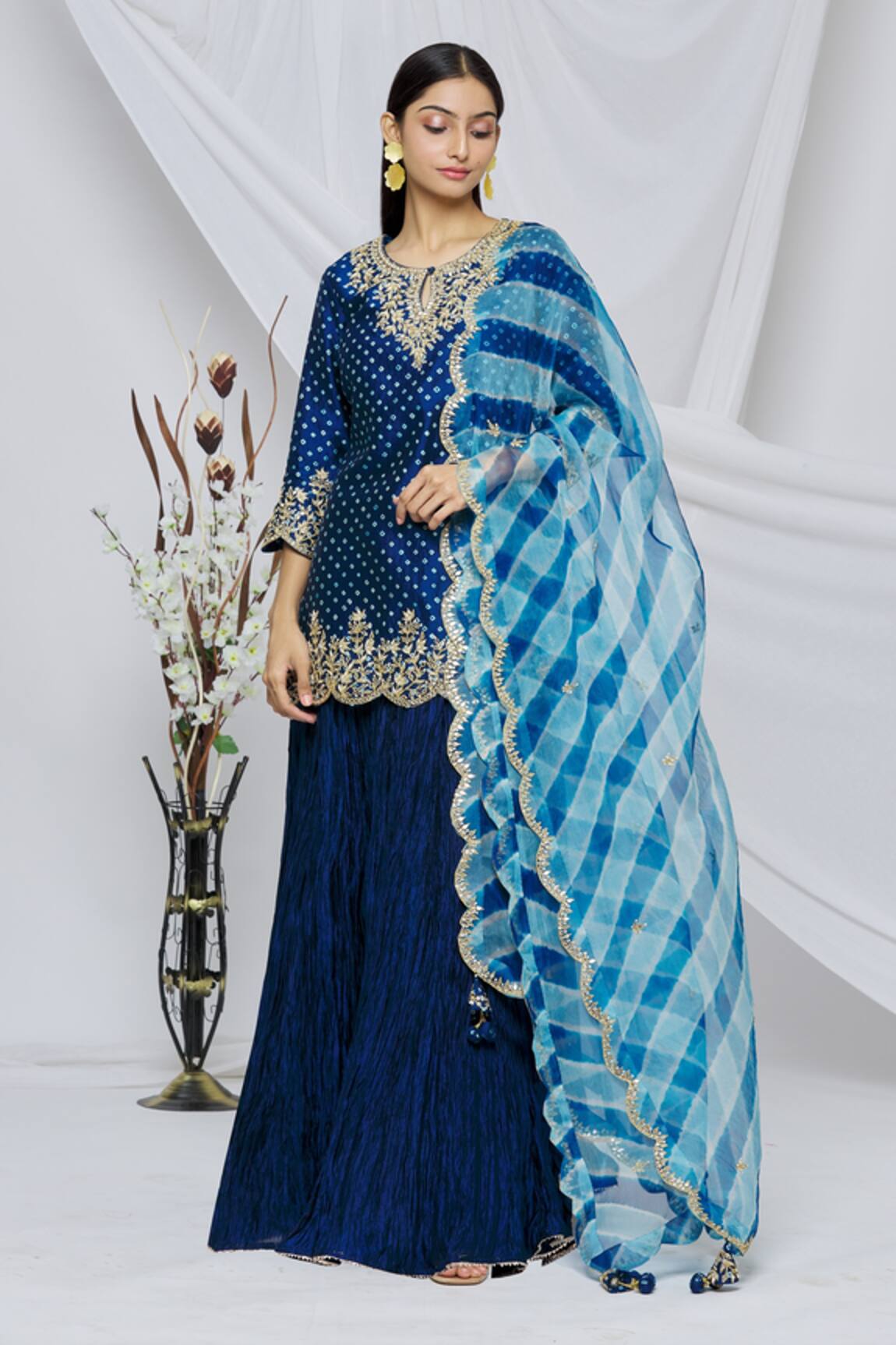 Surbhi Shah Bandhani Print Kurta Skirt Set 