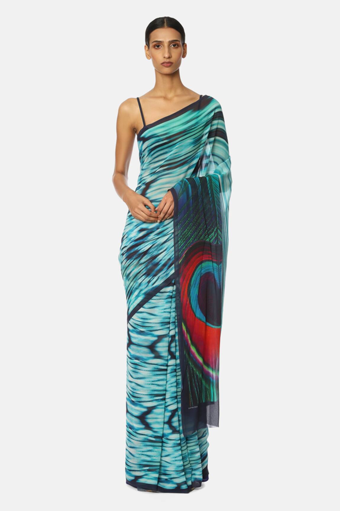 Satya Paul Peacock Printed Saree