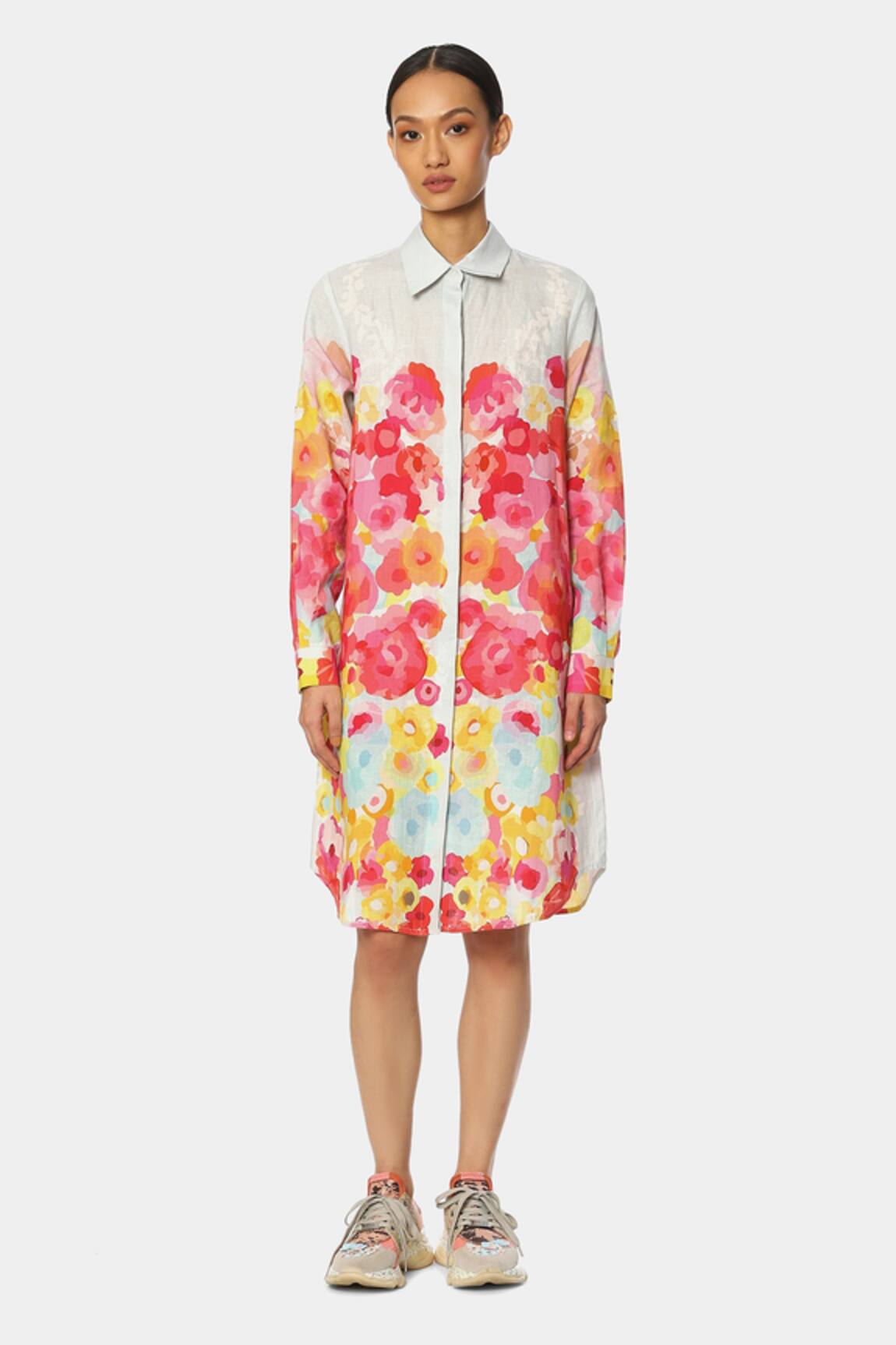 Satya Paul Linen Watercolor Pattern Shirt Tunic