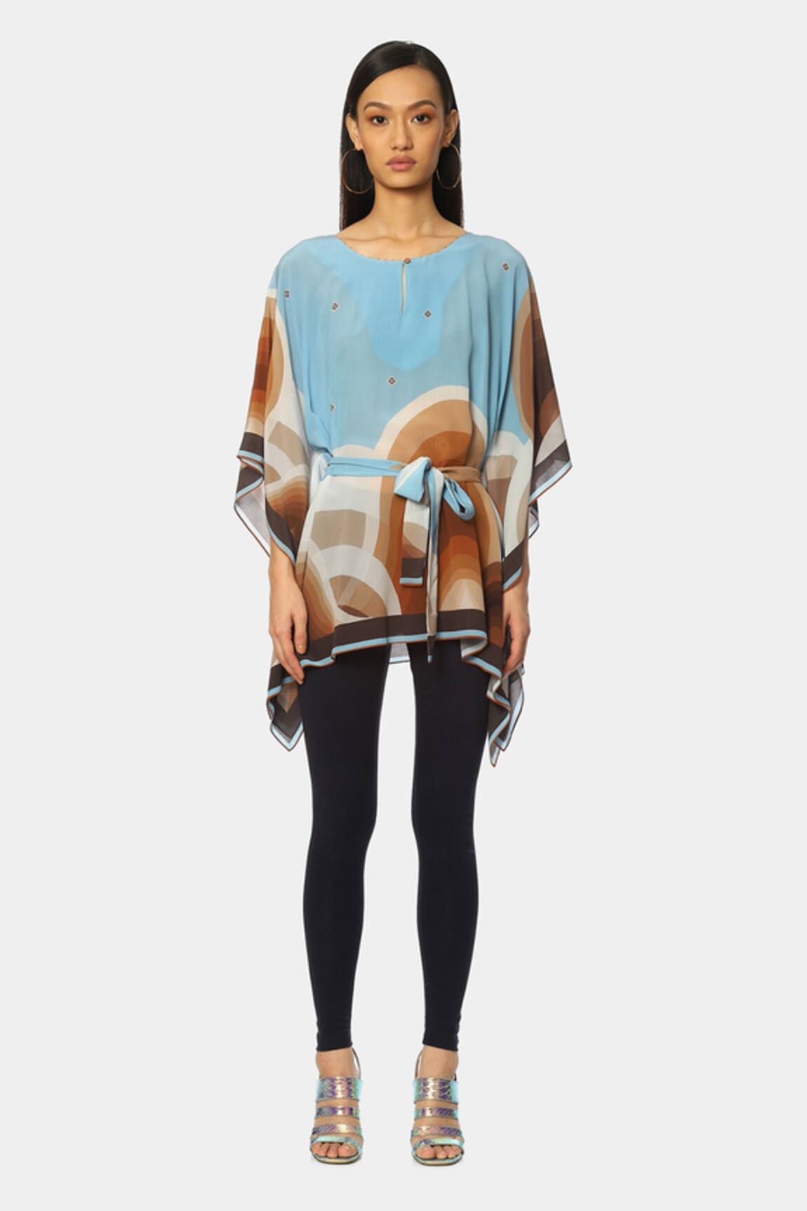 Satya Paul Land And Sea Flared Sleeve Kaftan Top