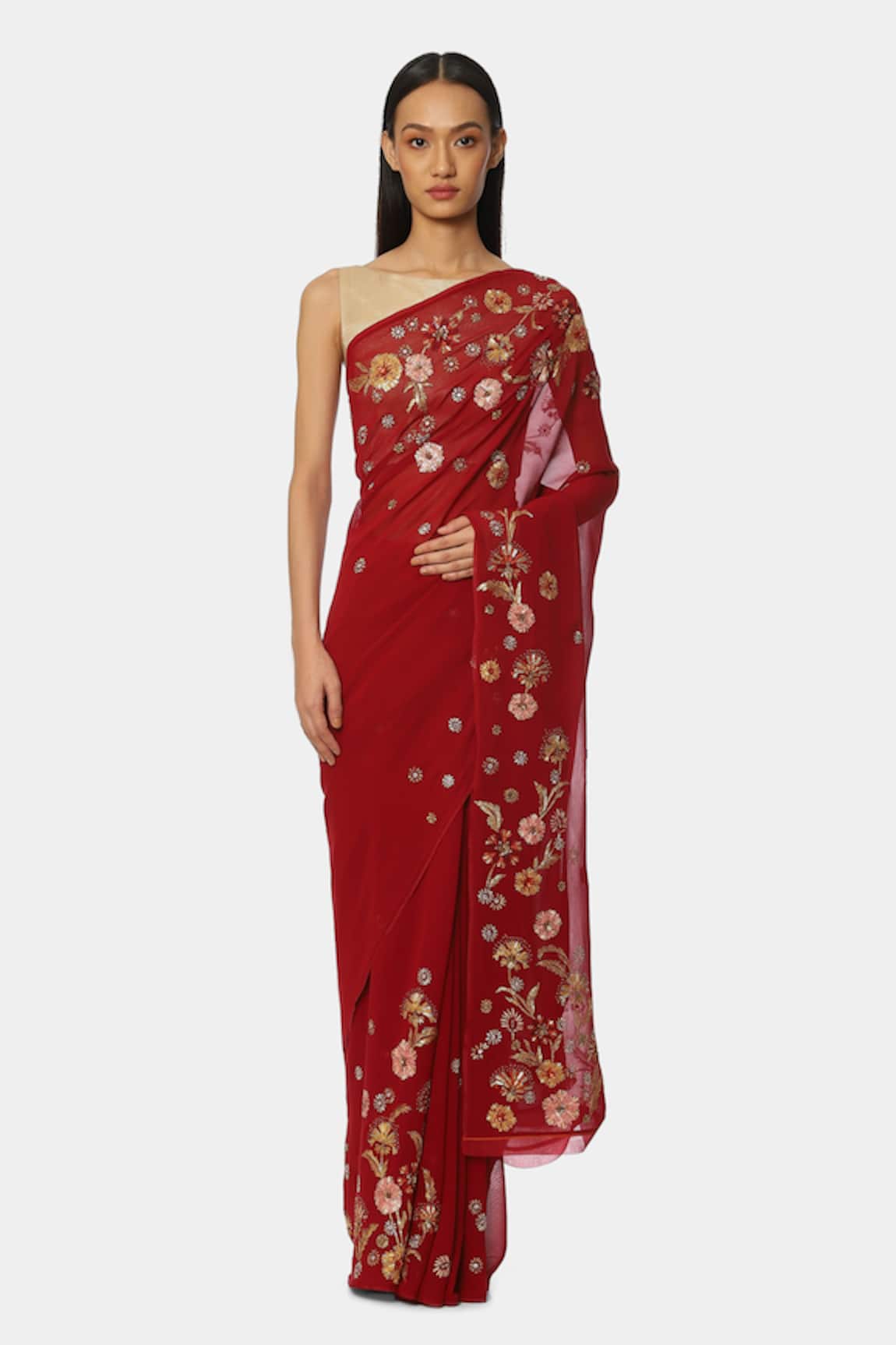 Satya Paul Floral Embroidered Saree 