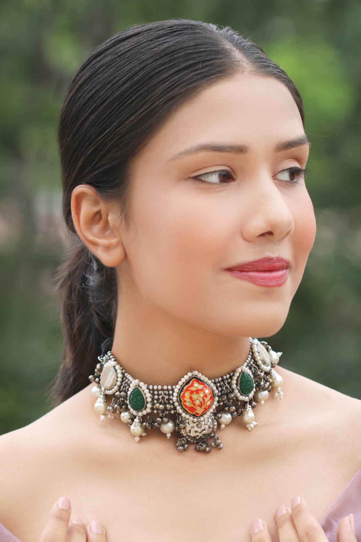 Arnimaa Gul-E-Shamaa Stone Studded Choker