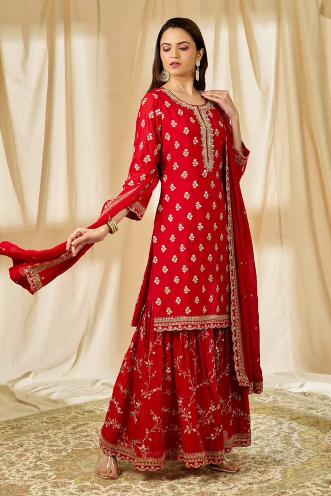 Alaya Advani Floral Embroidered Kurta Sharara Set