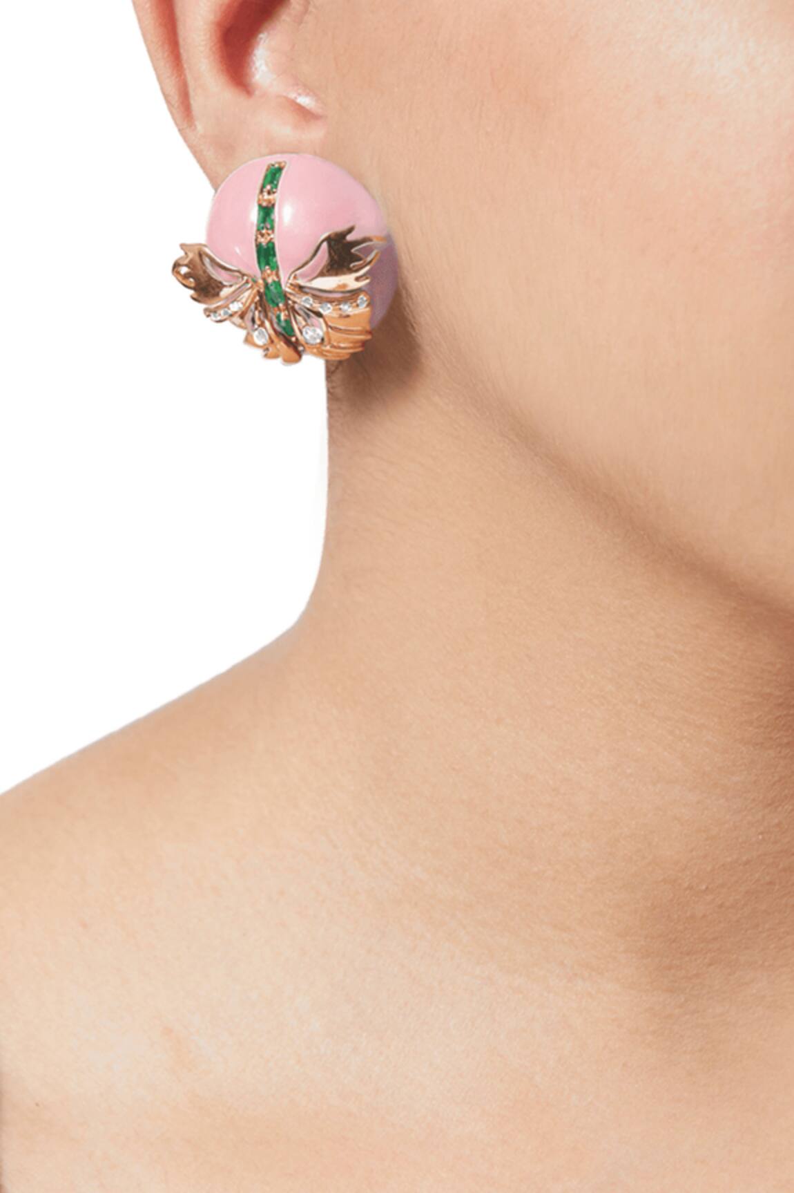 Outhouse Papilio Button Stud Earrings 
