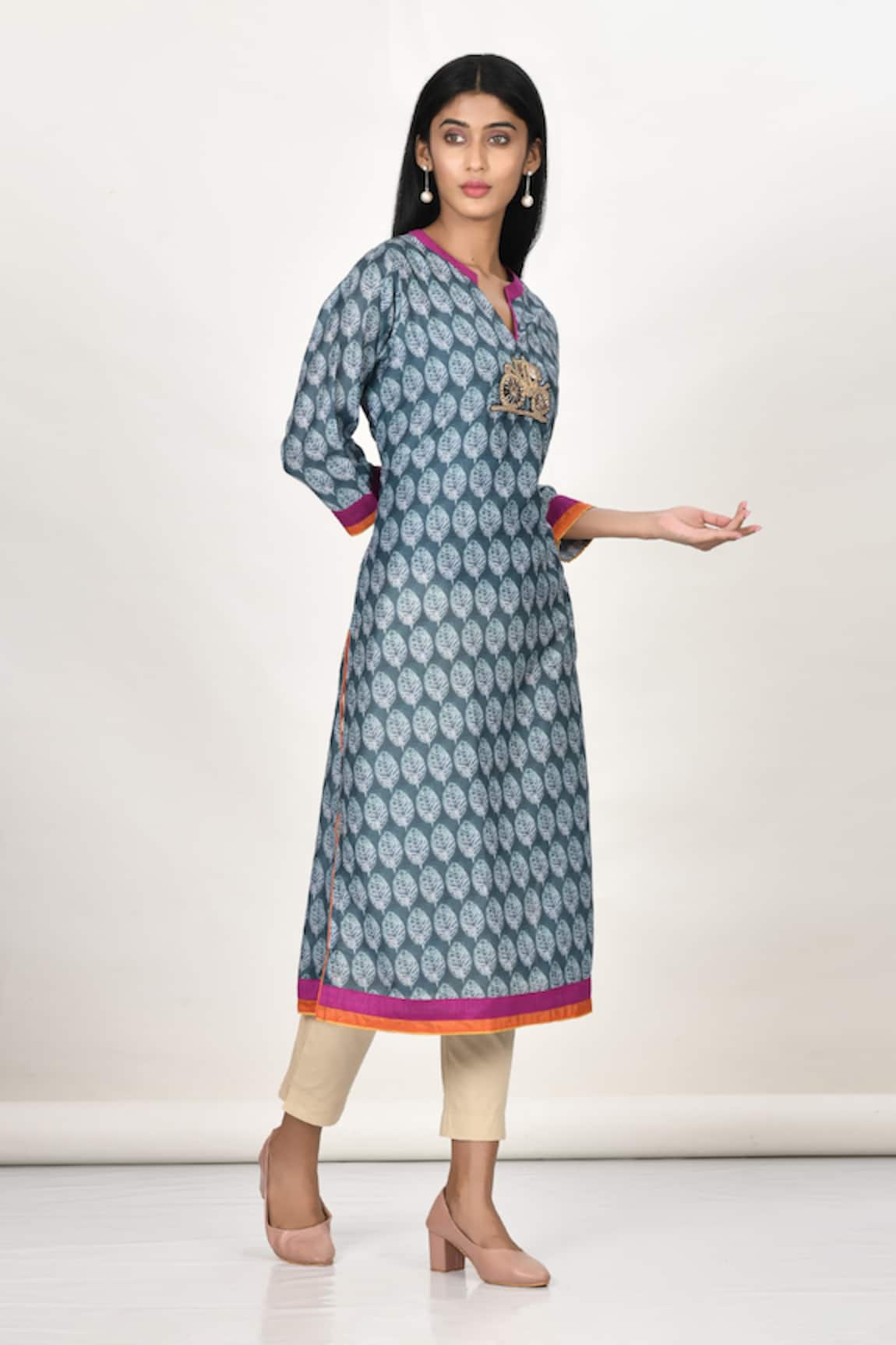 Khwaab By Sanjana Lakhani Digital Printed Leaf Motif Kurta 