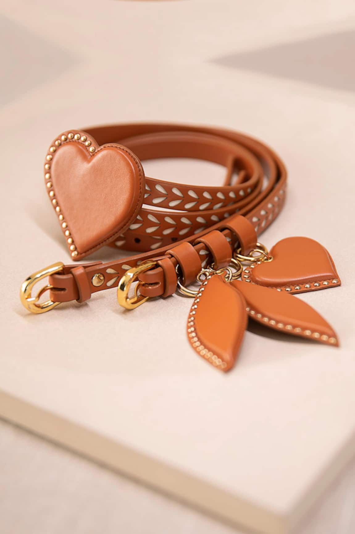 Ampm Maroon Embellished Double Belt 