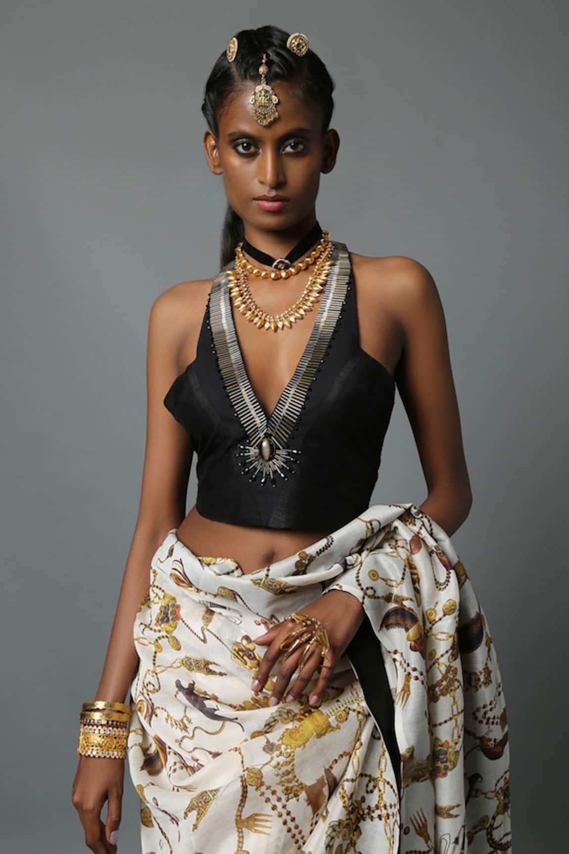 House Of Three Embellished Halter Neck Blouse 