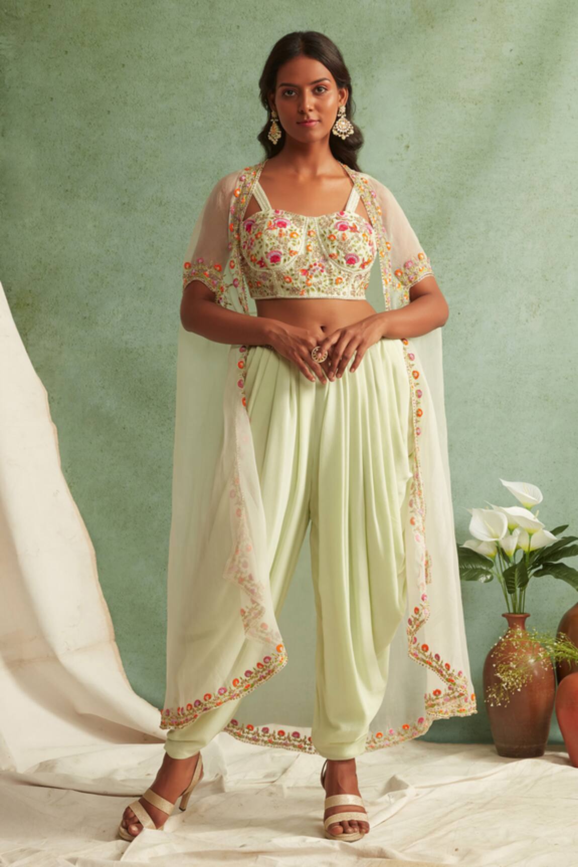 Priyanka Jain Organza Cape & Dhoti Pant Set