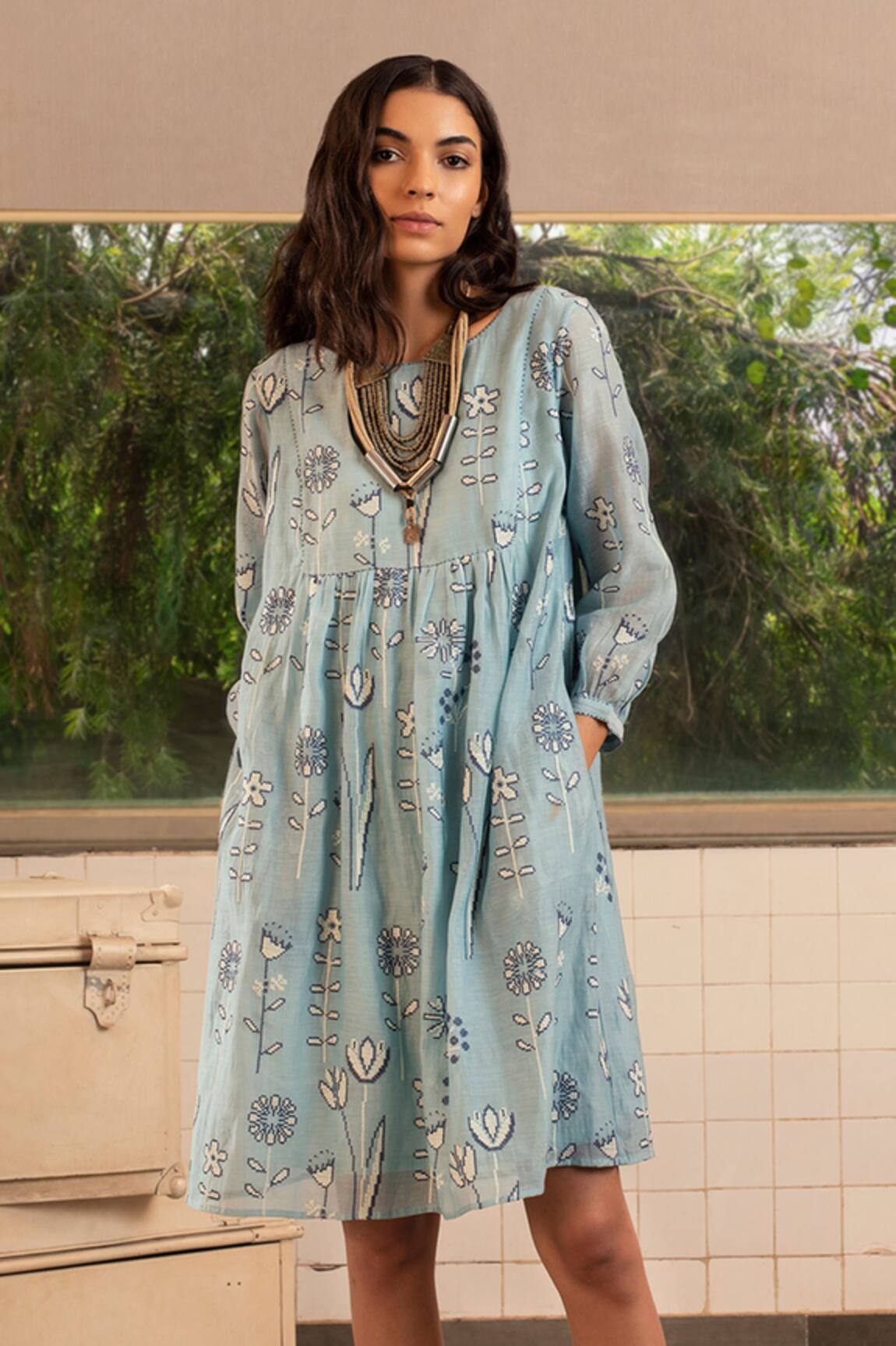 Payal Pratap Embroidered Cotton Silk Dress 