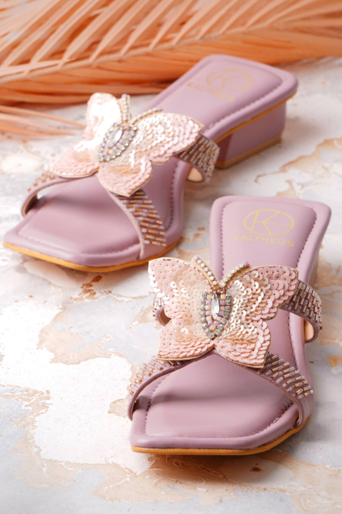 Kaltheos Luna Butterfly Embellished Block Heels 