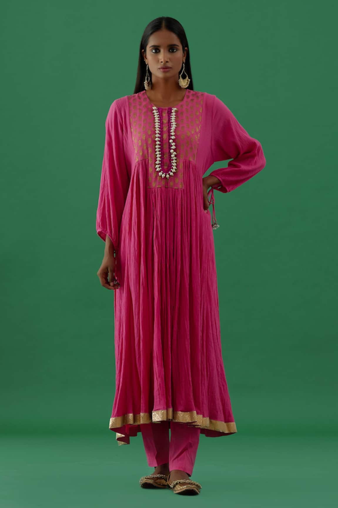 5Elements Cotton Hand Stitched Anarkali & Pant Set 