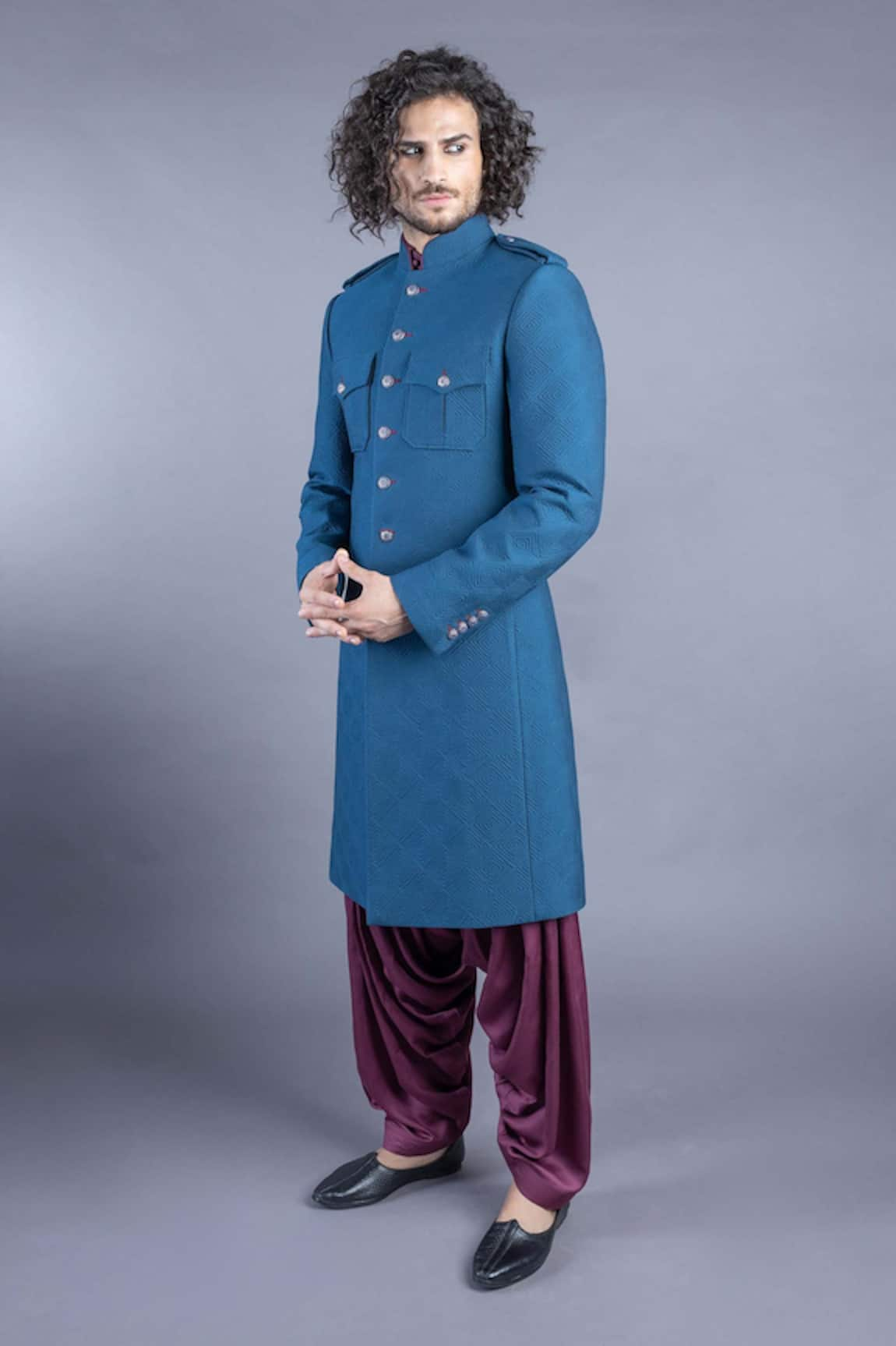 Abhishek Gupta Quilted Sherwani & Kurta Set