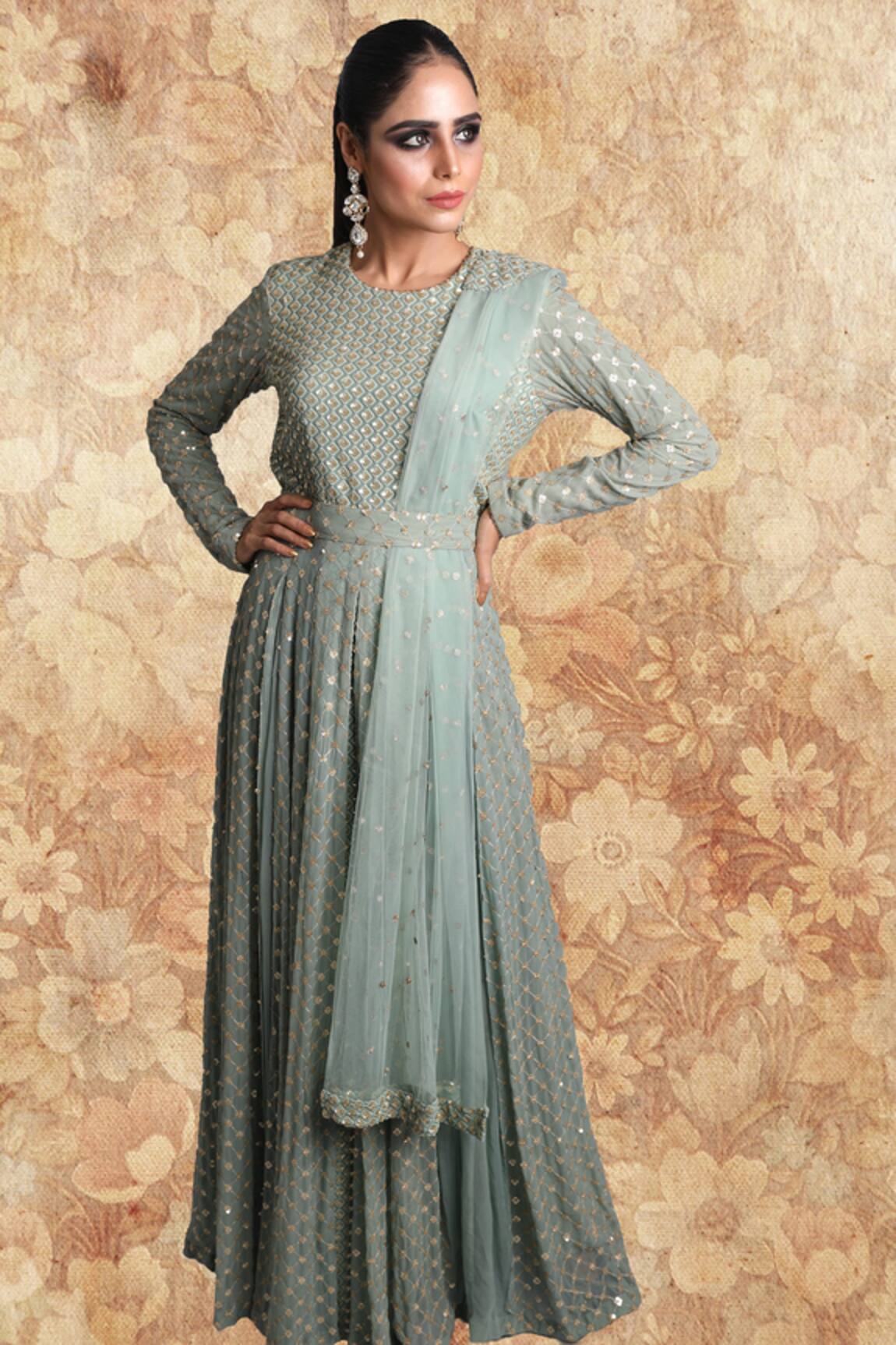 Abhi Singh Embroidered Anarkali with Attached Dupatta