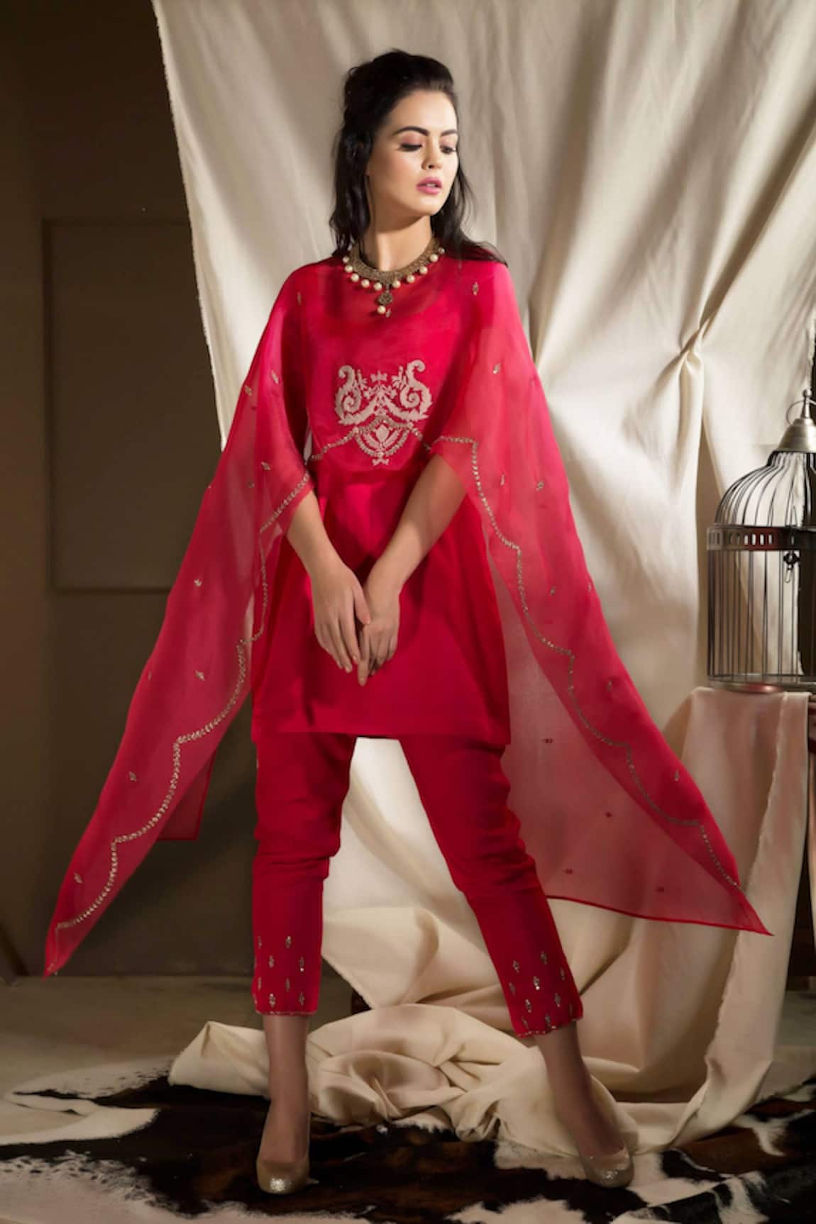 Neha & Tarun Embroidered kurta set with cape dupatta