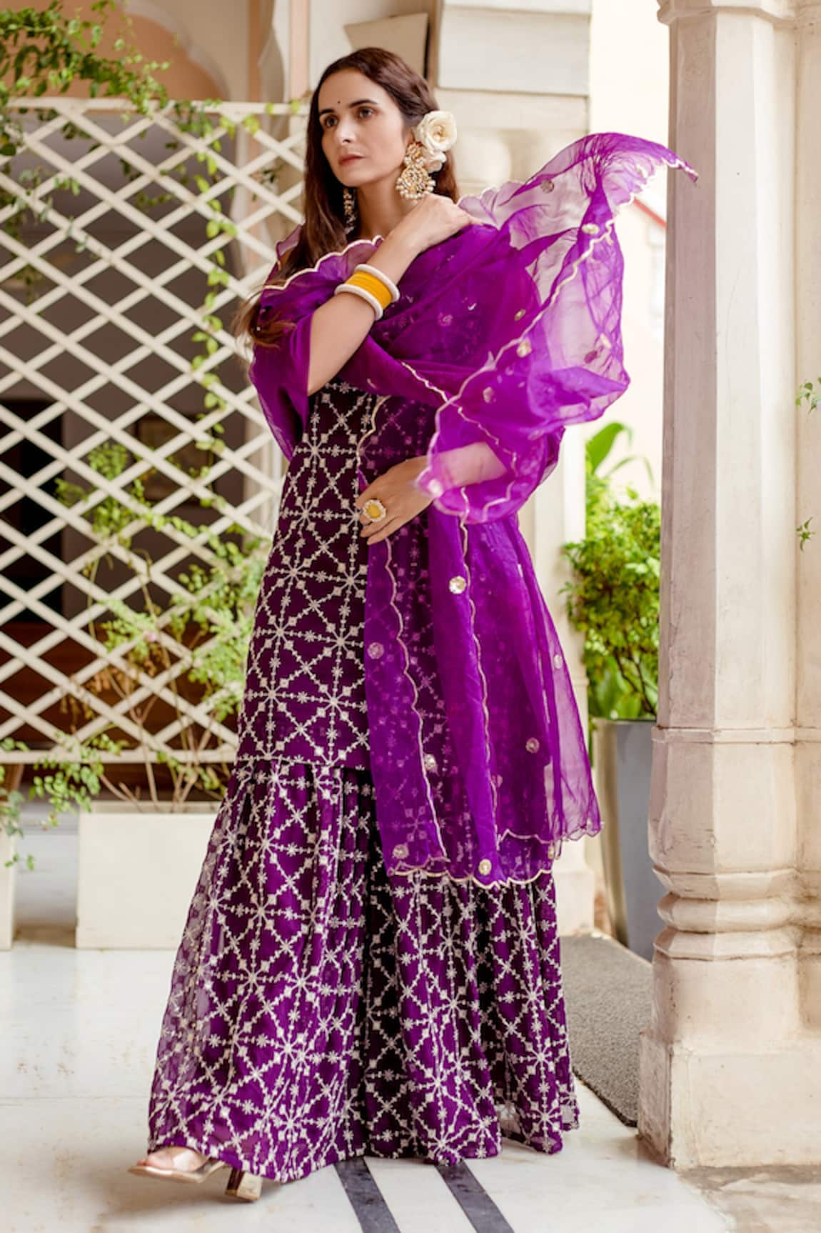 Gulabo Jaipur Bahaar Floral Embroidered Kurta Sharara Set 