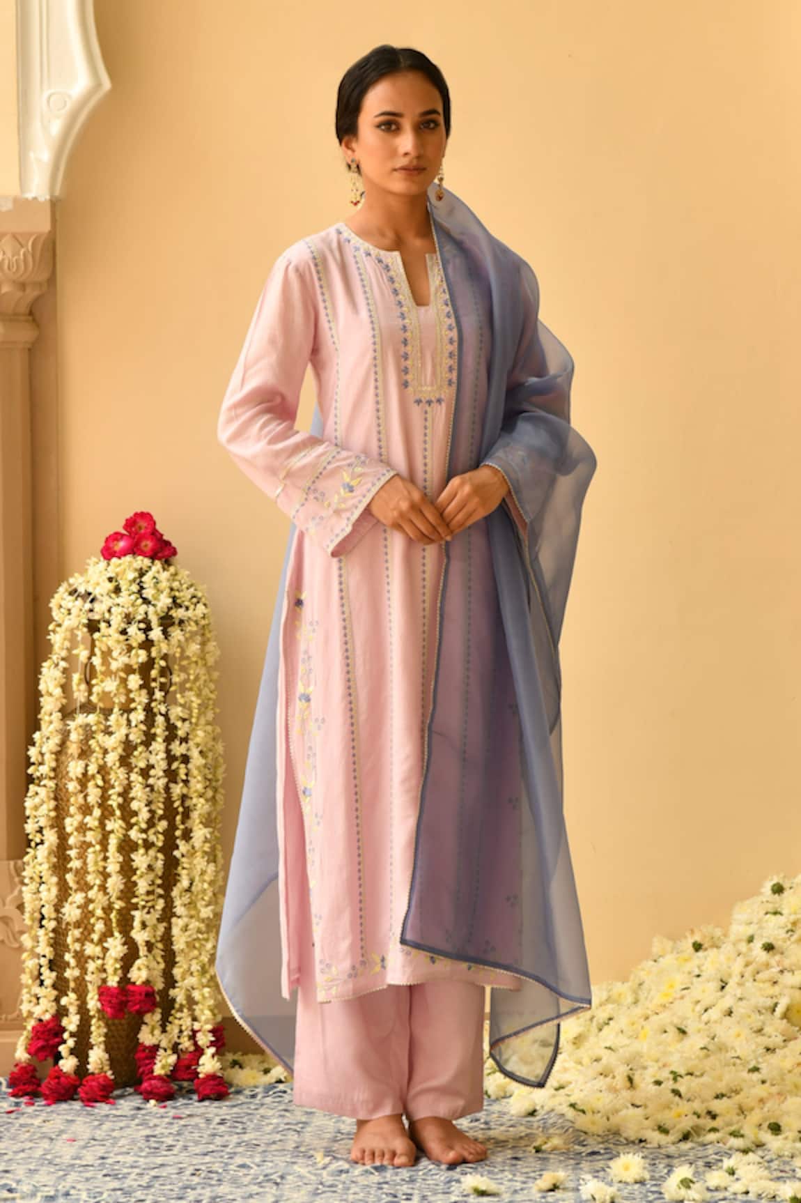 Seher Jaipur Floral Embroidered Kurta Set 
