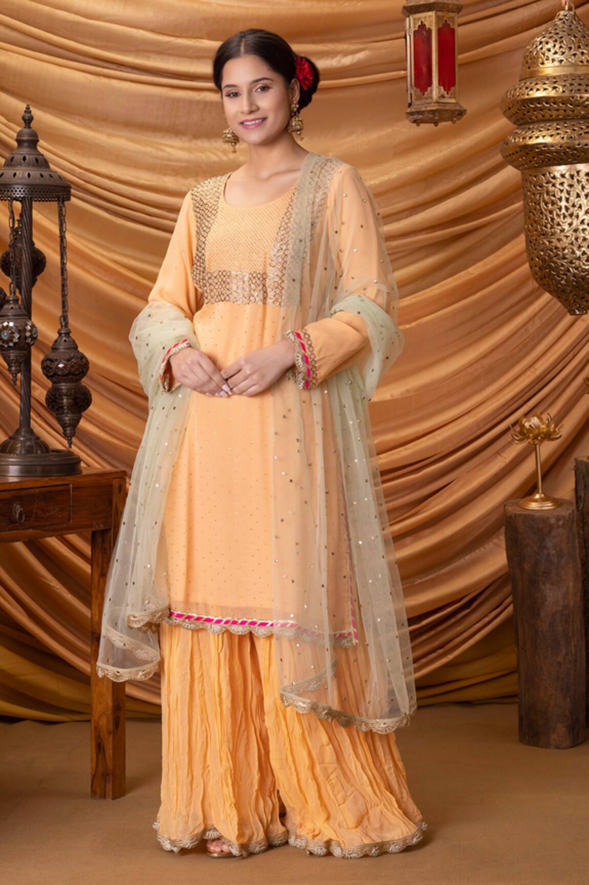 Ruh Clothing Mukaish Embroidered Sharara Set 