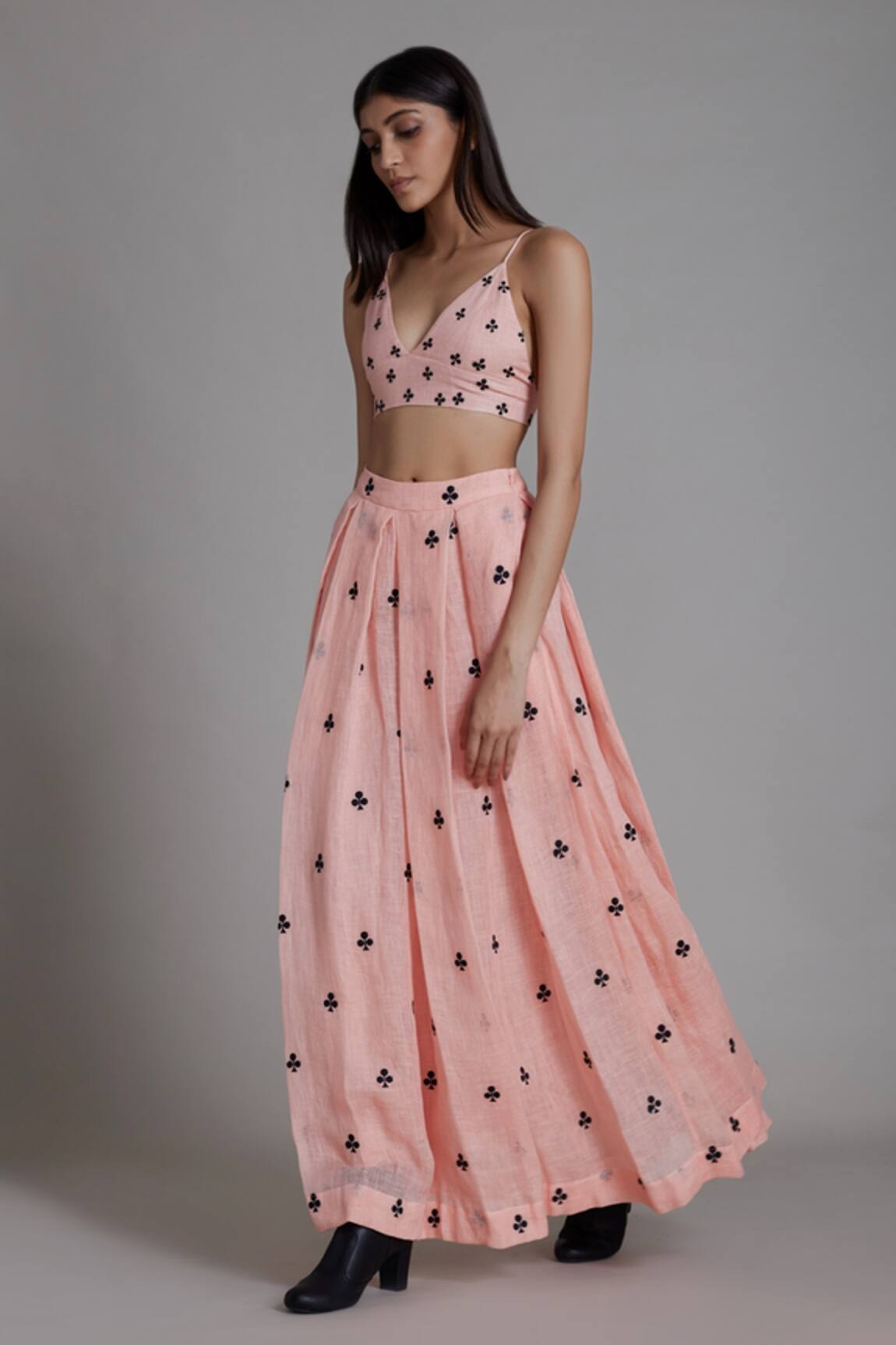Mati Linen Pleated Lehenga