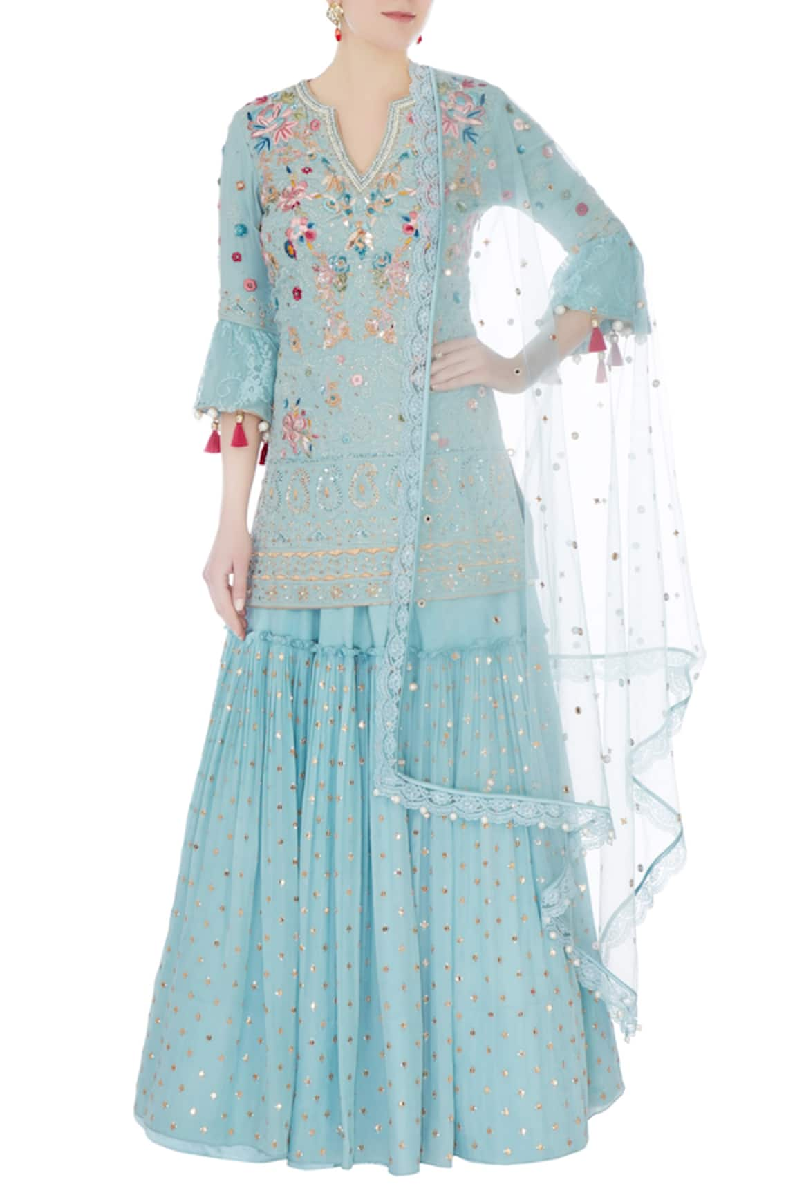 Monika Nidhii Embroidered Kurta Sharara Set