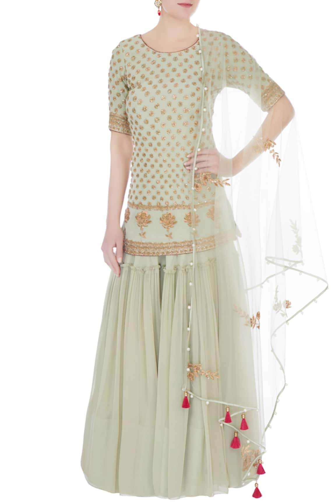 Monika Nidhii Embroidered Kurta Sharara Set