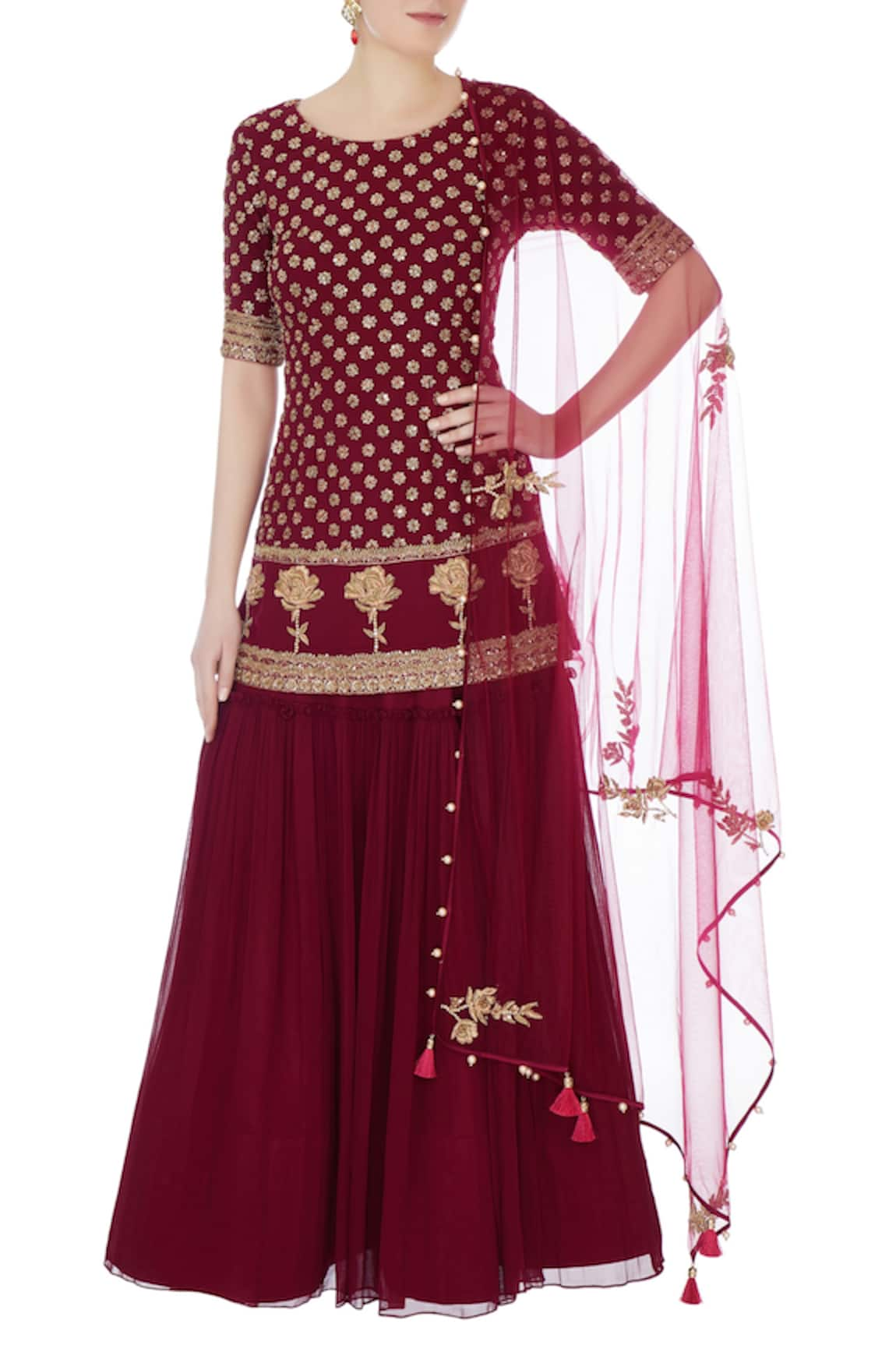 Monika Nidhii Embroidered Kurta Sharara Set