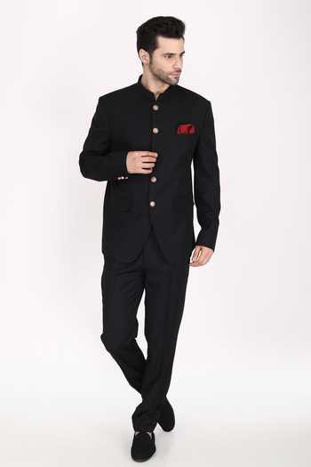 Manish Nagdeo Mandarin Collar Bandhgala Set 