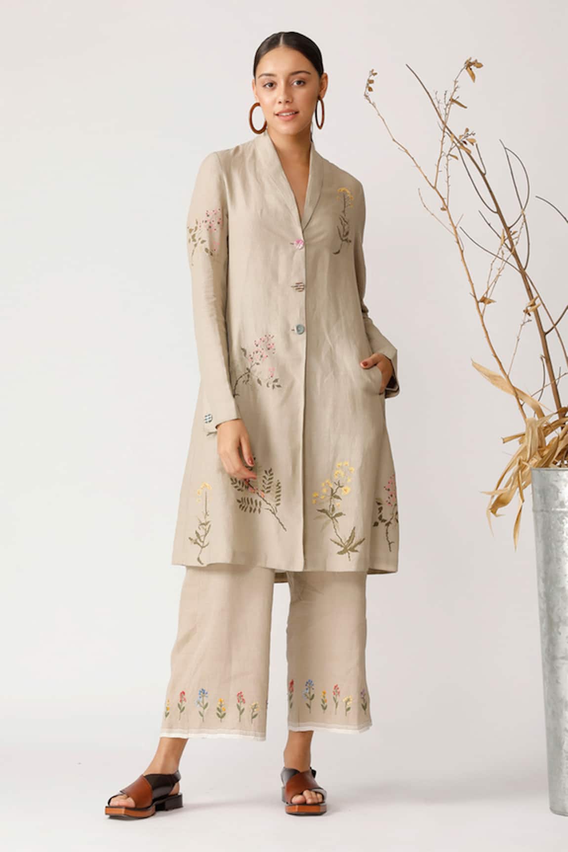 Payal Pratap Linen Embroidered Jacket 