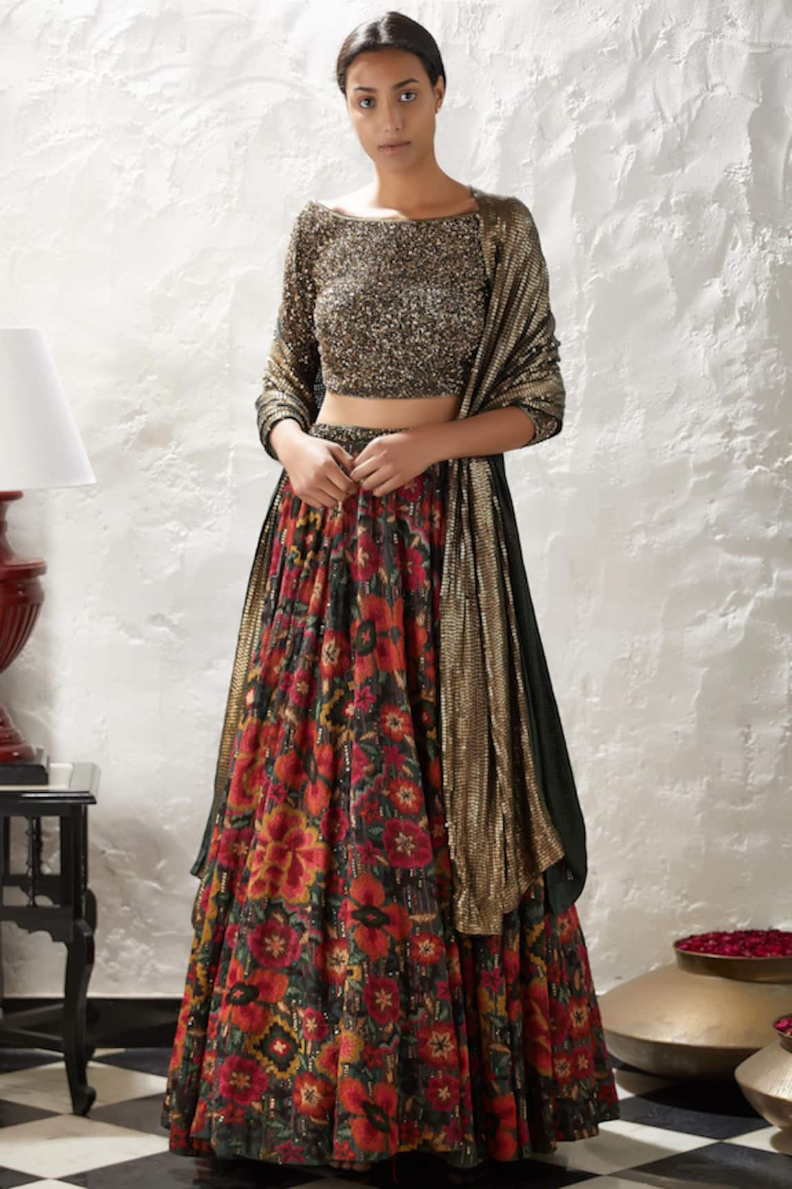 Nakul Sen Floral Motif Lehenga Set