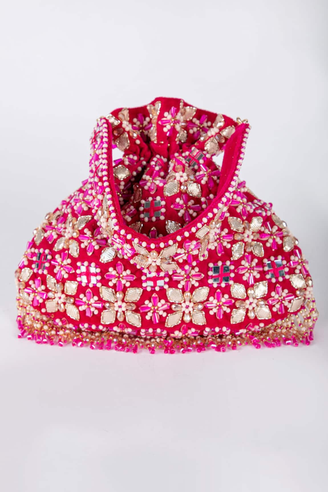 Eena Ziva Velvet Gota Embellished Potli Bag