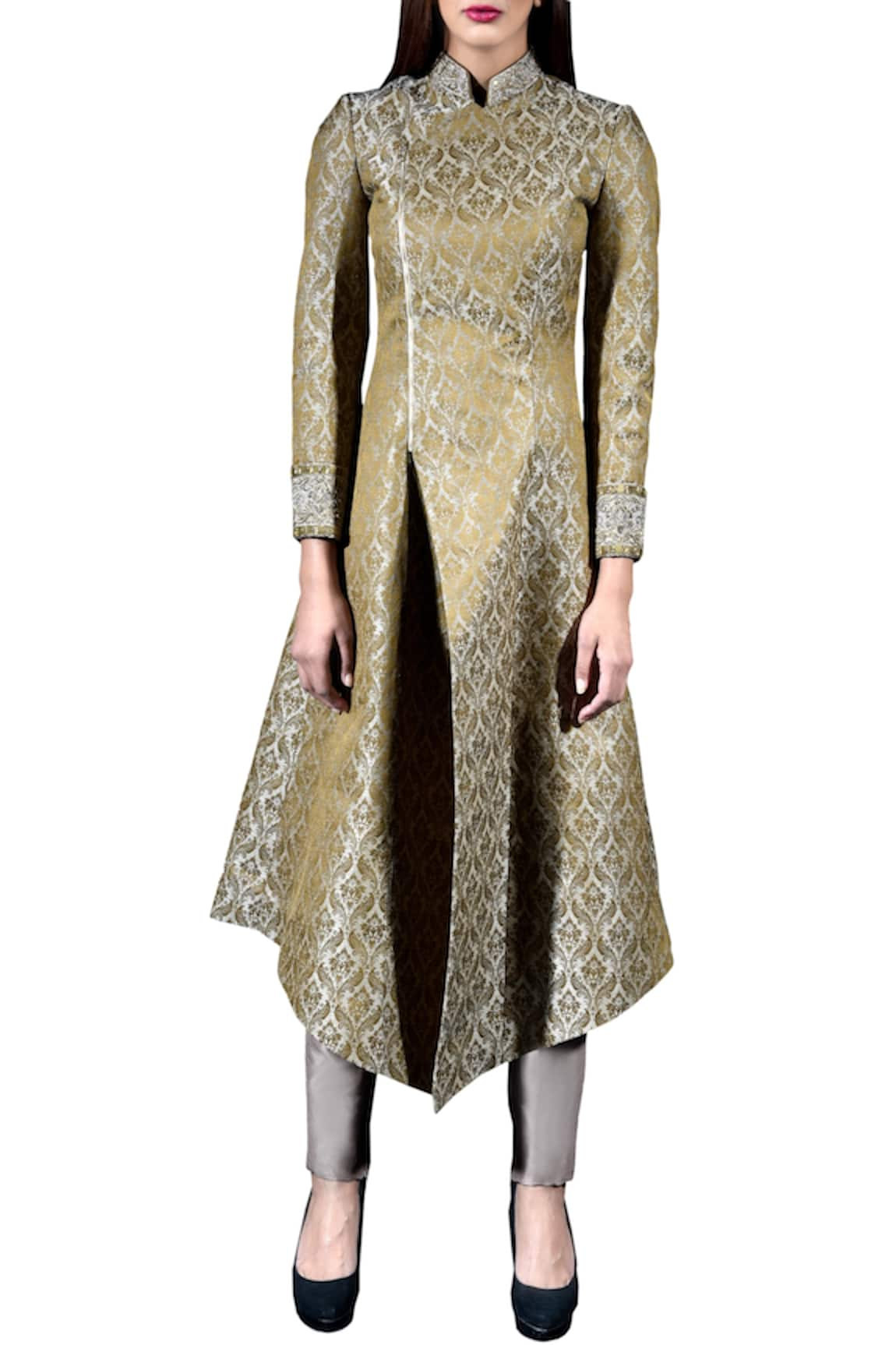 Sanchit Mehra Golden brocade jacket & pant set