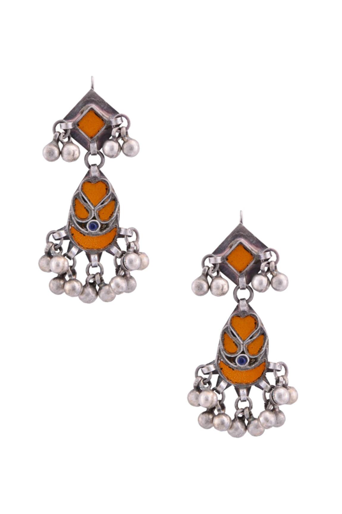 Sangeeta Boochra Antique silver drop earrings with ghungroos