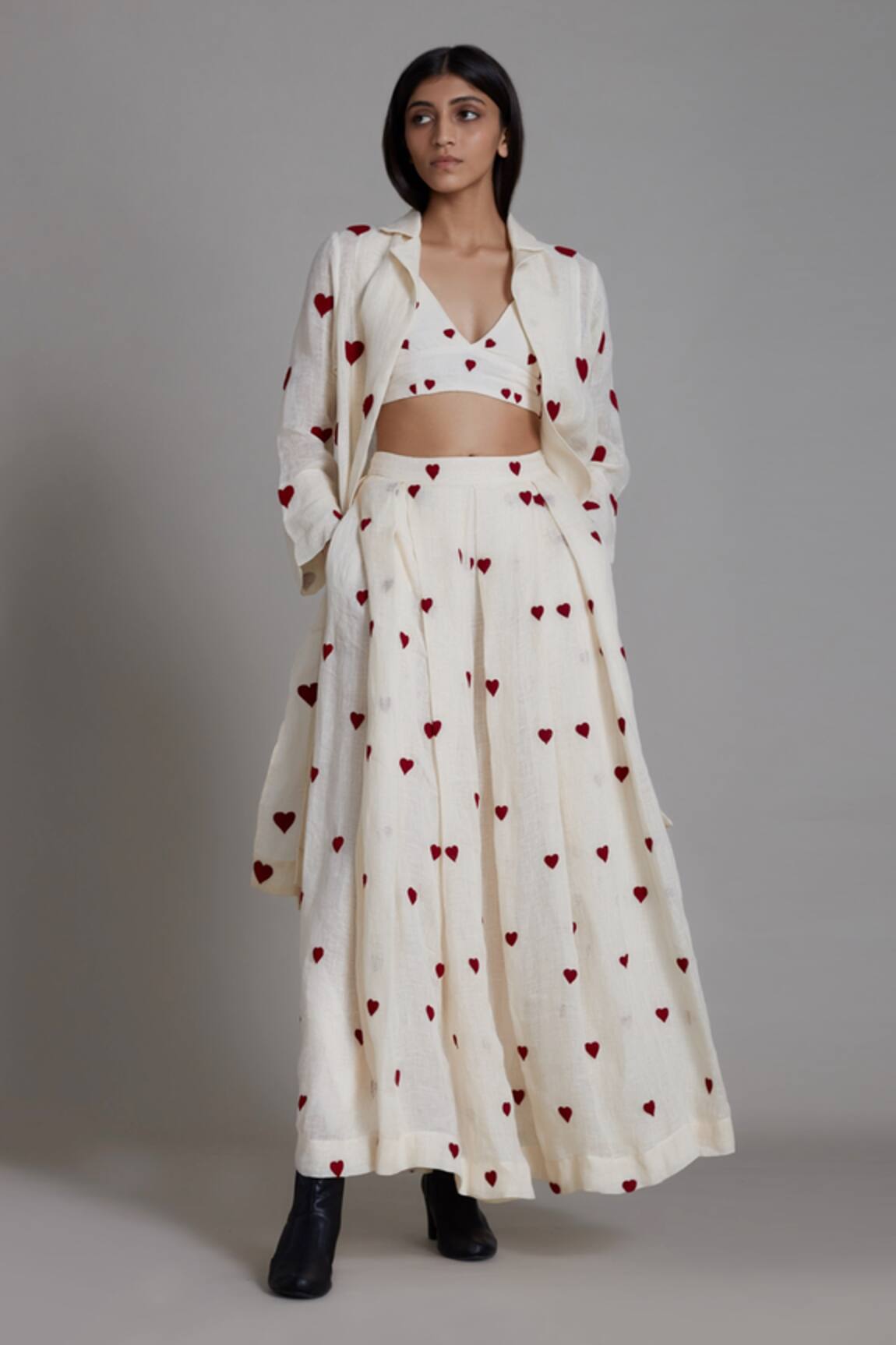 Mati Heart Embroidered Jacket Lehenga Set