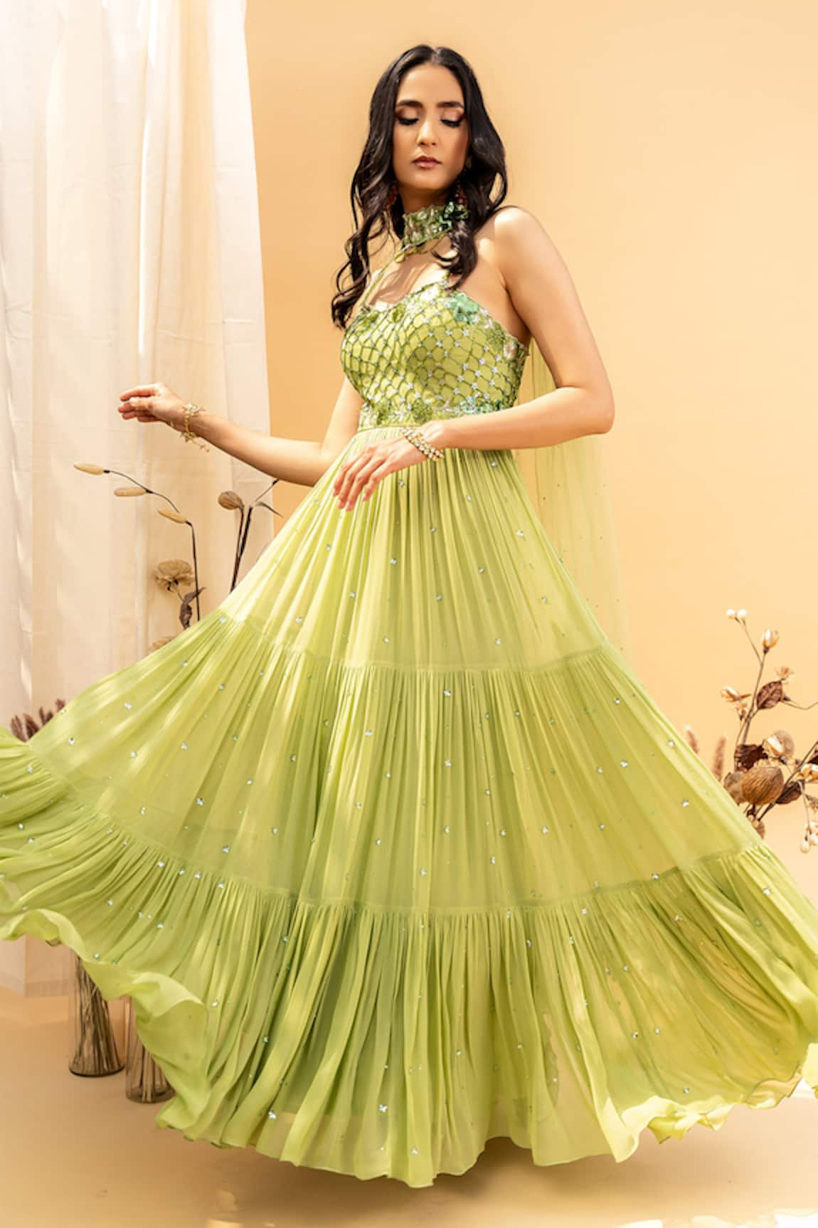 Silky Bindra Embellished Anarkali with Dupatta