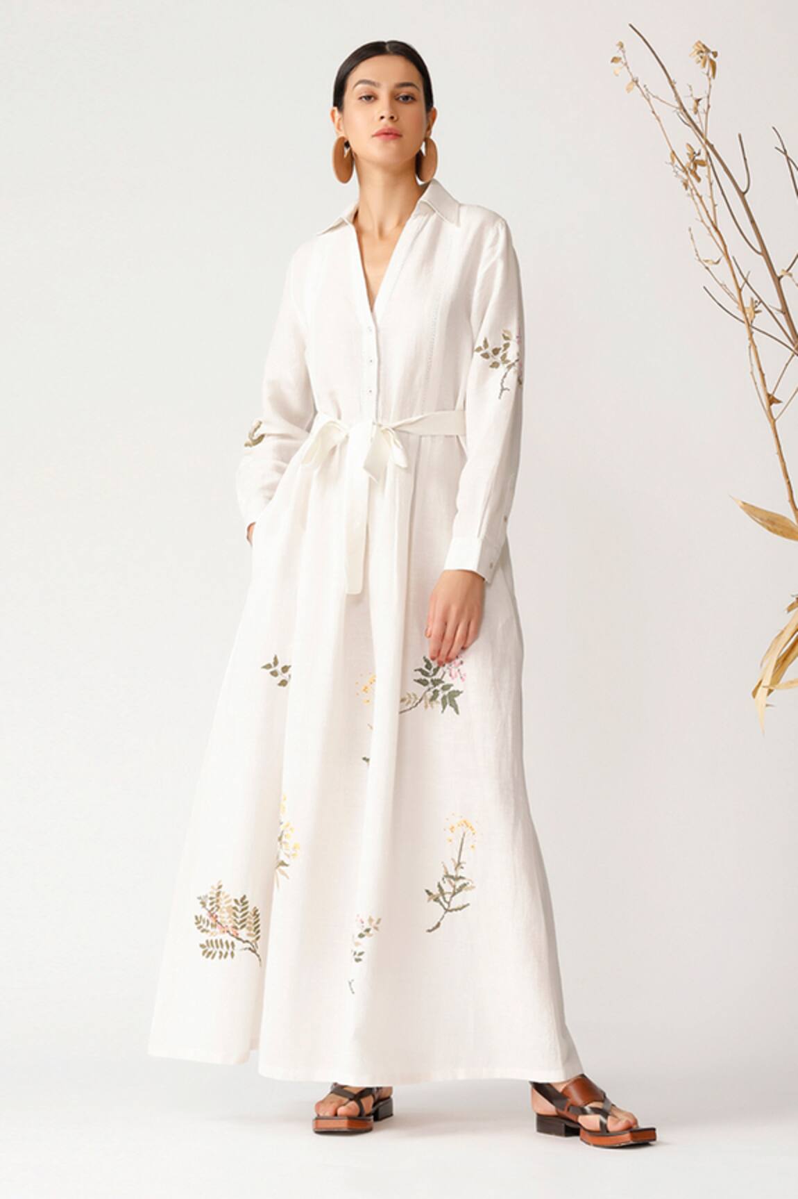 Payal Pratap Linen Embroidered Dress 