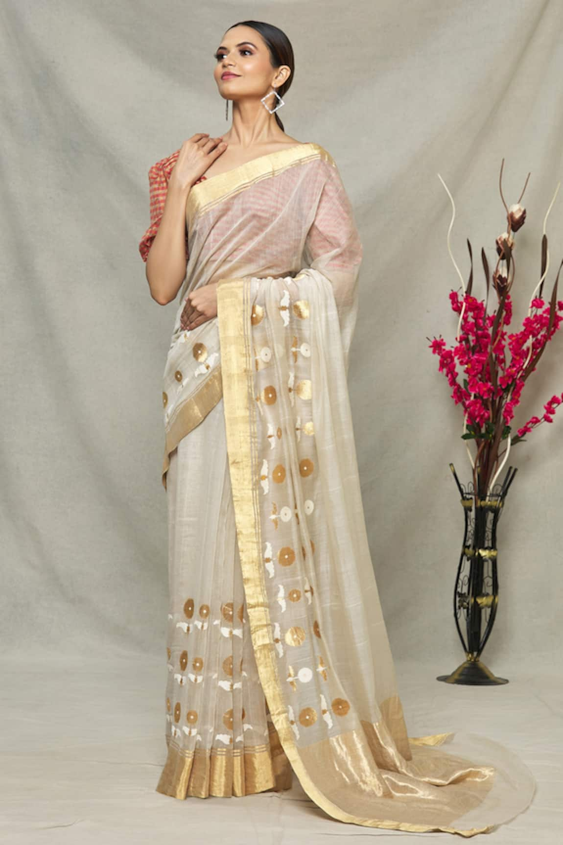 Raw Mango Floral Woven Saree