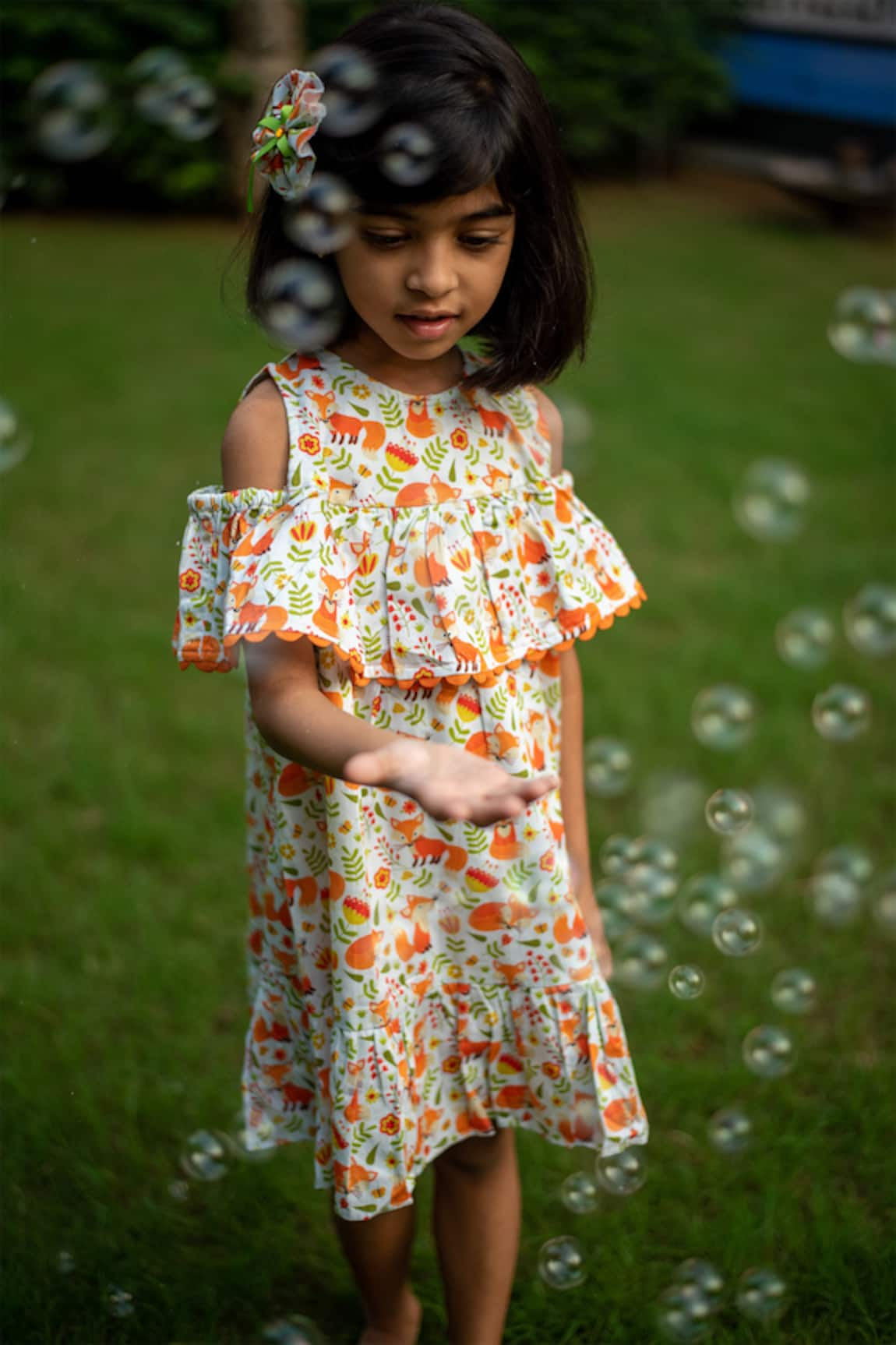 Ribbon Candy Cold Shoulder Printed Dress