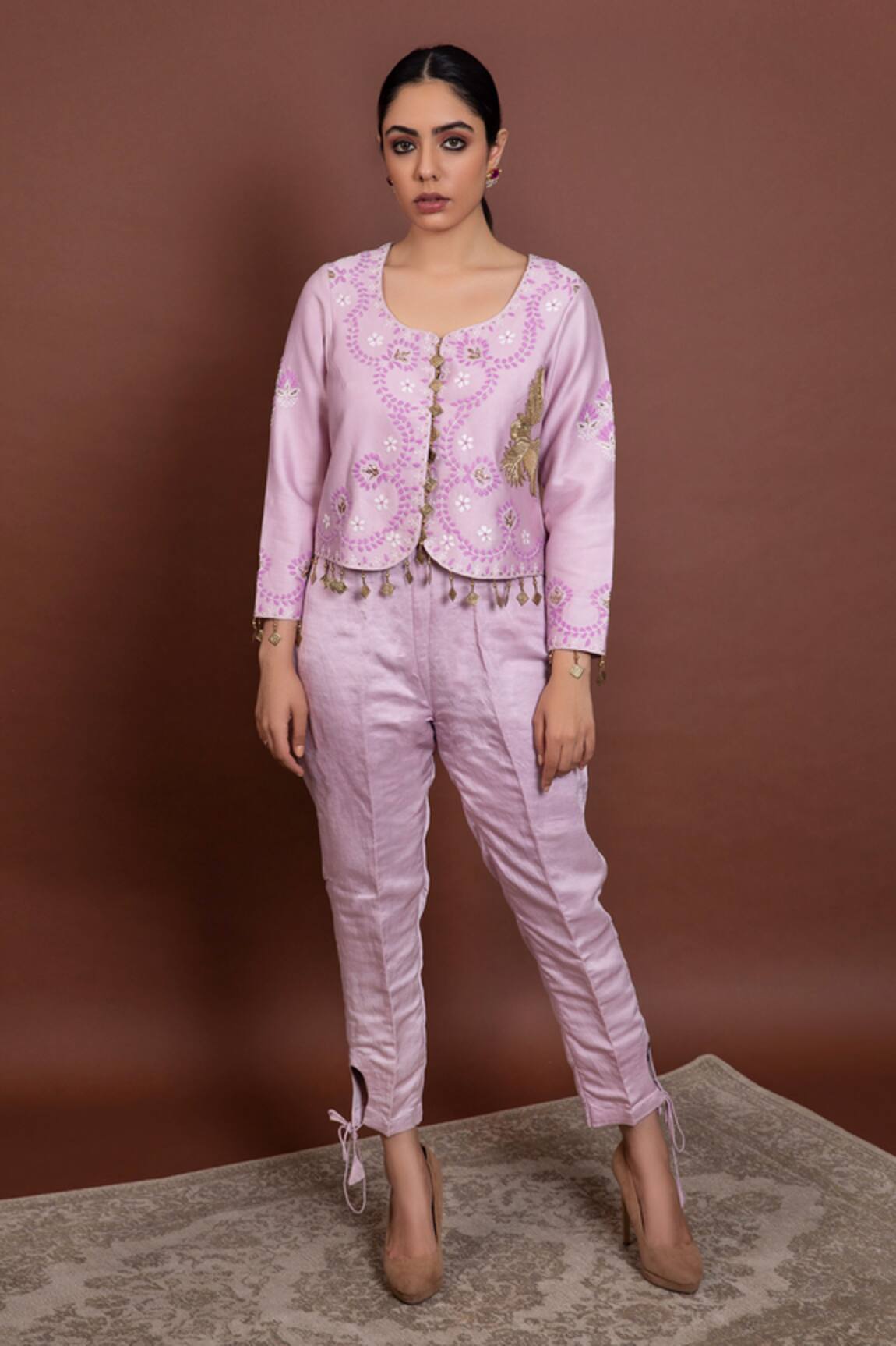 Ruh Clothing Chikankari Chanderi Jacket & Pant Set