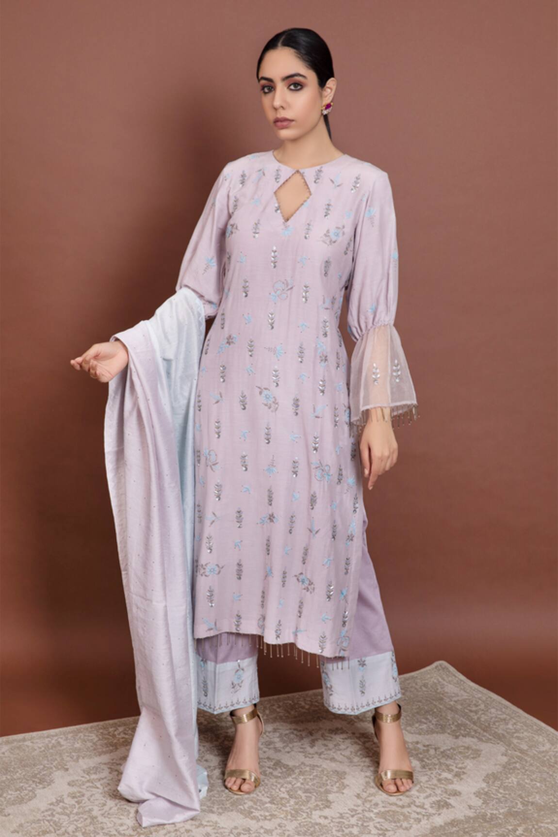 Ruh Clothing Chikankari Chanderi Kurta Set