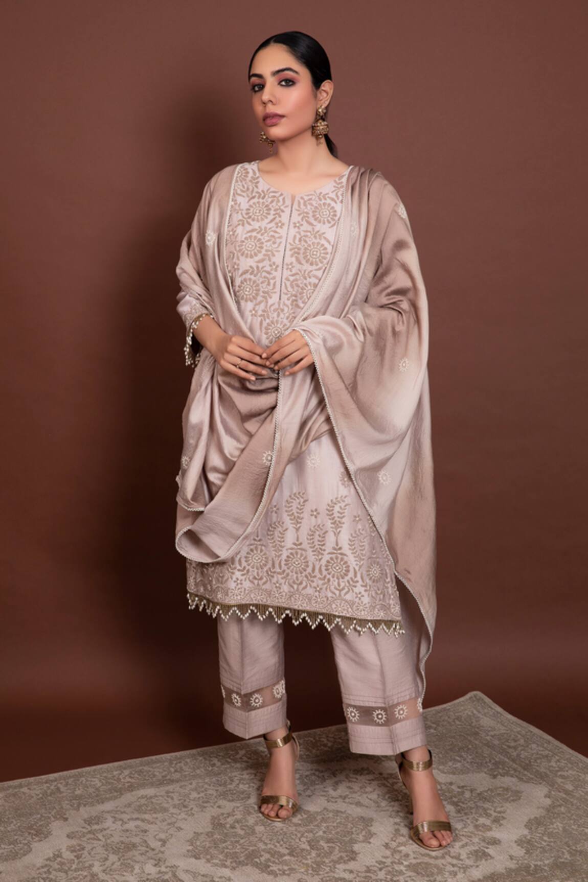 Ruh Clothing Chikankari Chanderi Kurta Set