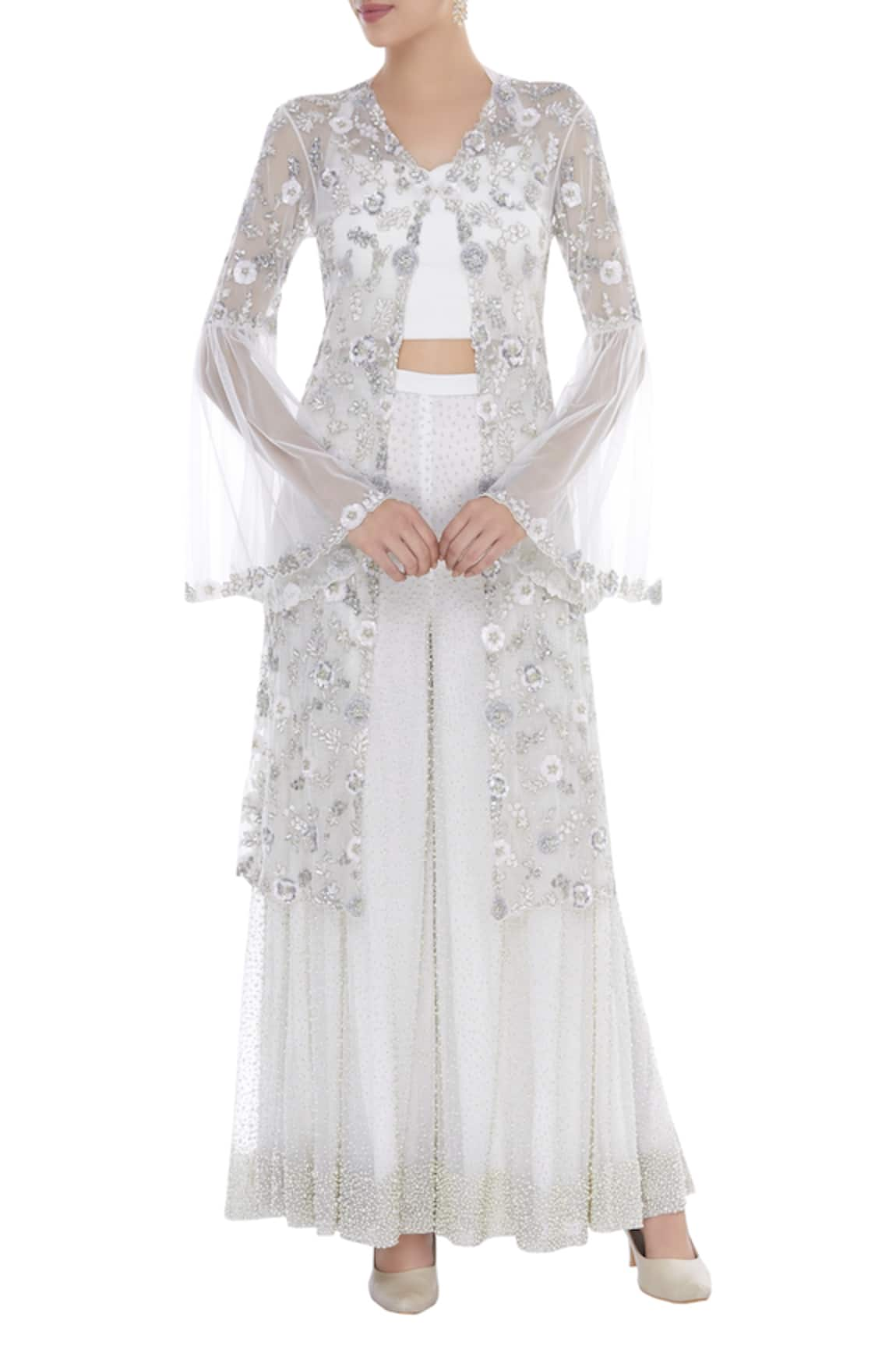 Malasa Embroidered palazzo pant set with jacket