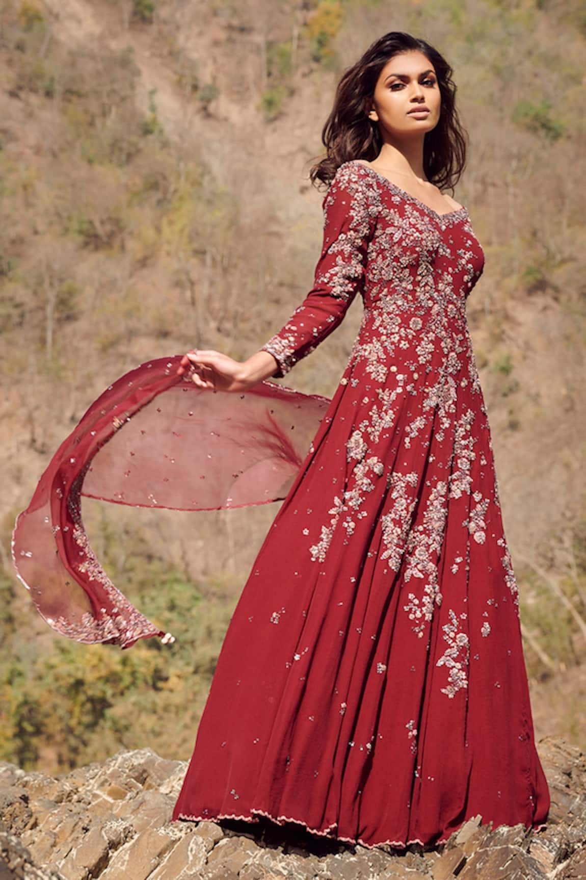Dolly J Elsie Silk Chiffon Anarkali Set 