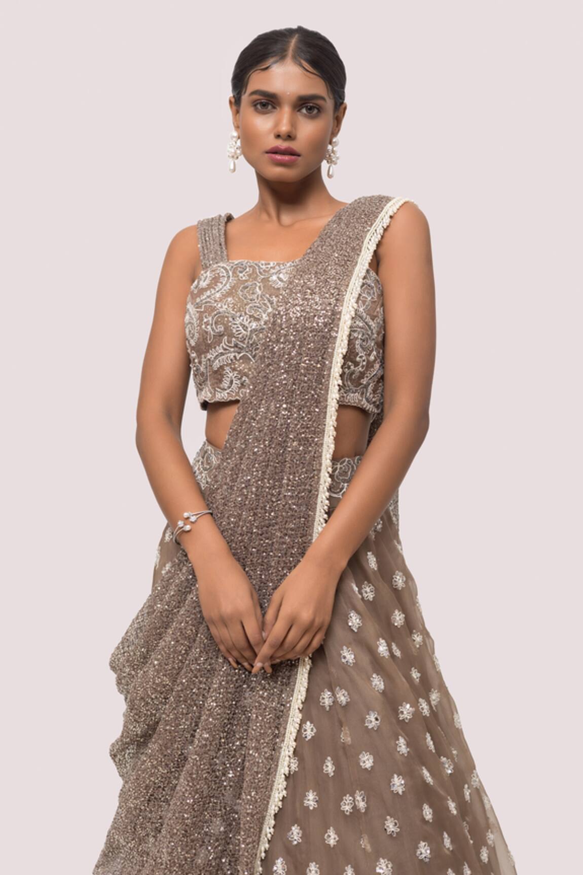 Mirrorwork Lehenga Choli With Belt & Attached Dupatta Set – Fledgling Wings