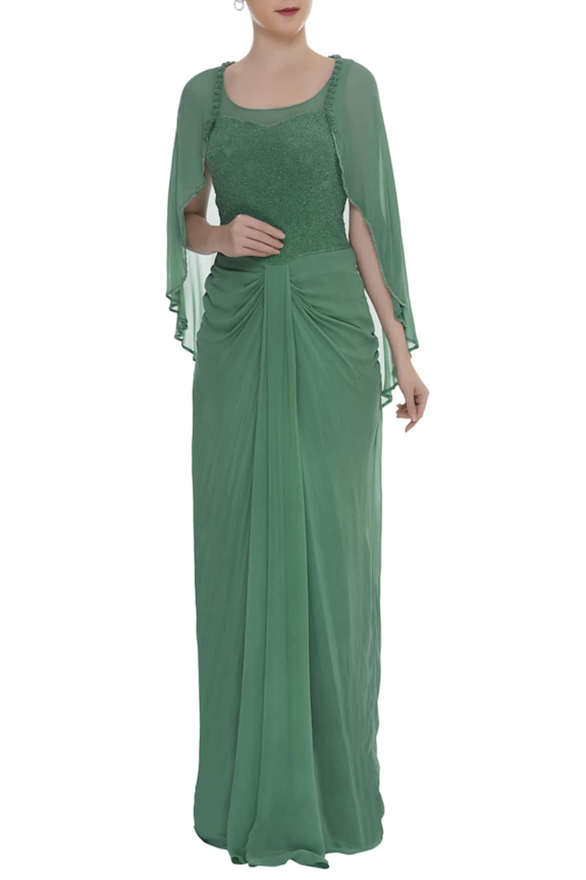 Arpan Vohra Embellished Cape Gown