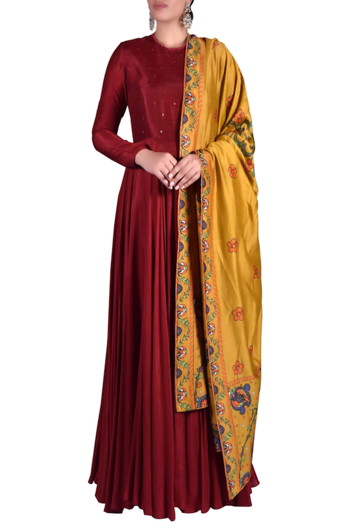 Nautanky Anarkali kurta with floral work dupatta 